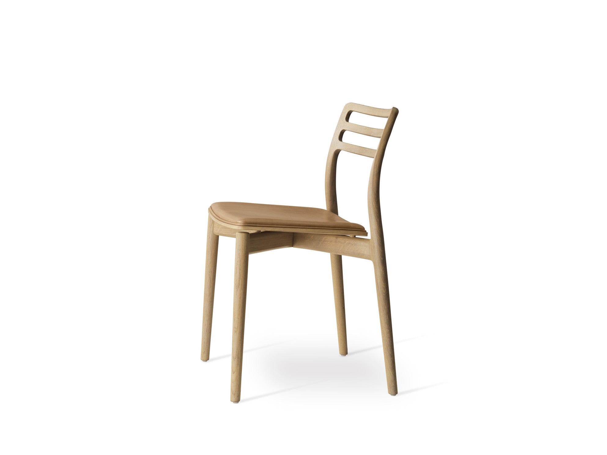 CABIN Chair in Caramel Leather with Light Oak Base