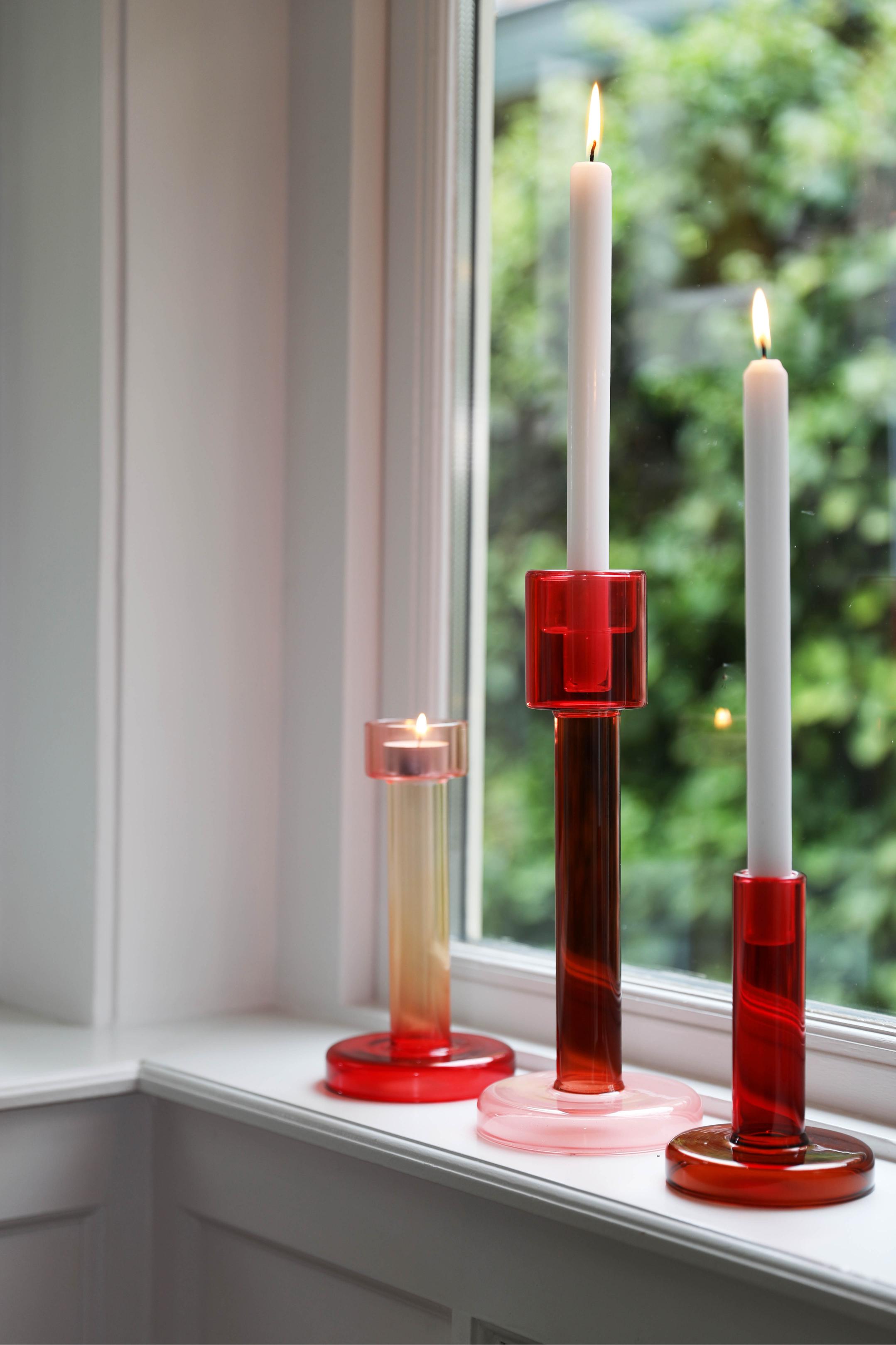 Sviečnik na tealight BOLE červený s ružovým