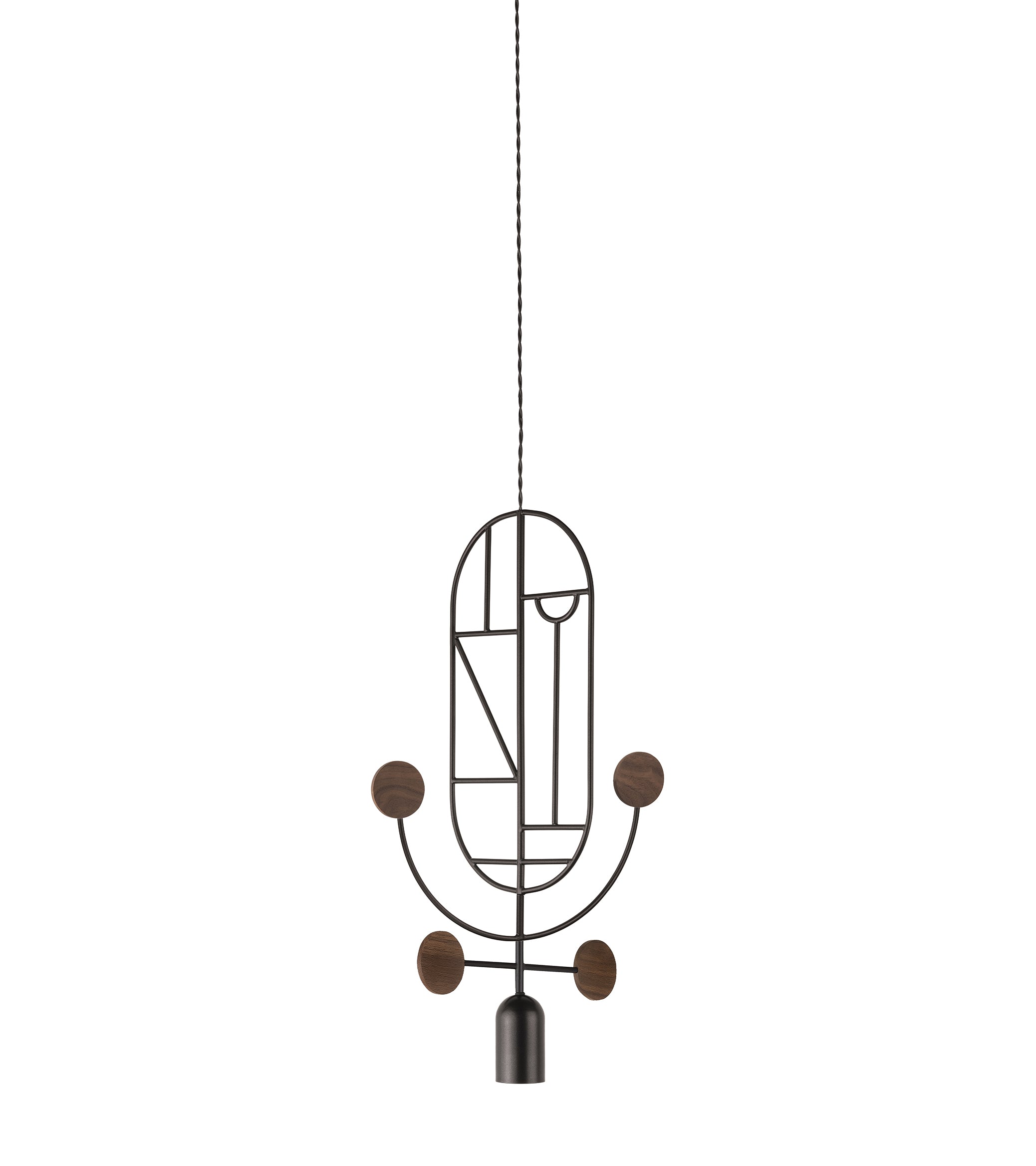 Závesná lampa WOODEN DOTS WDS05 grafitová s orechovým drevom