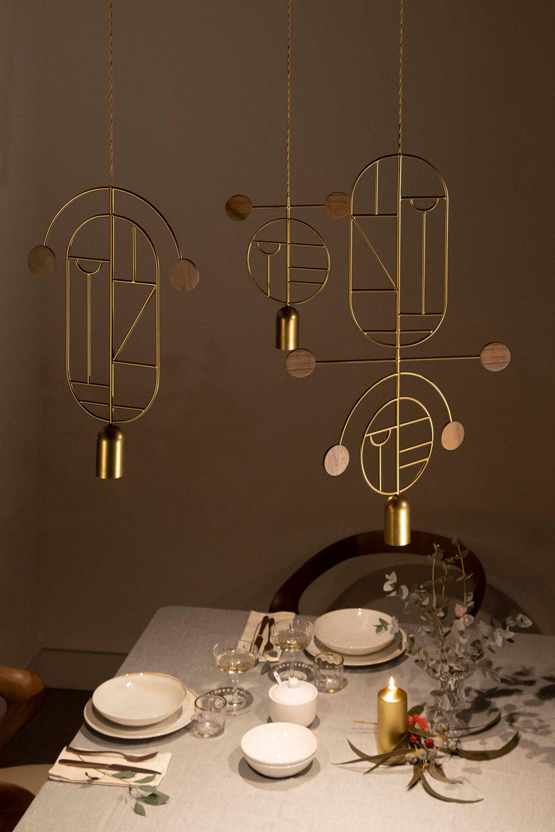 Závesná lampa WOODEN DOTS WD03 mosadzná