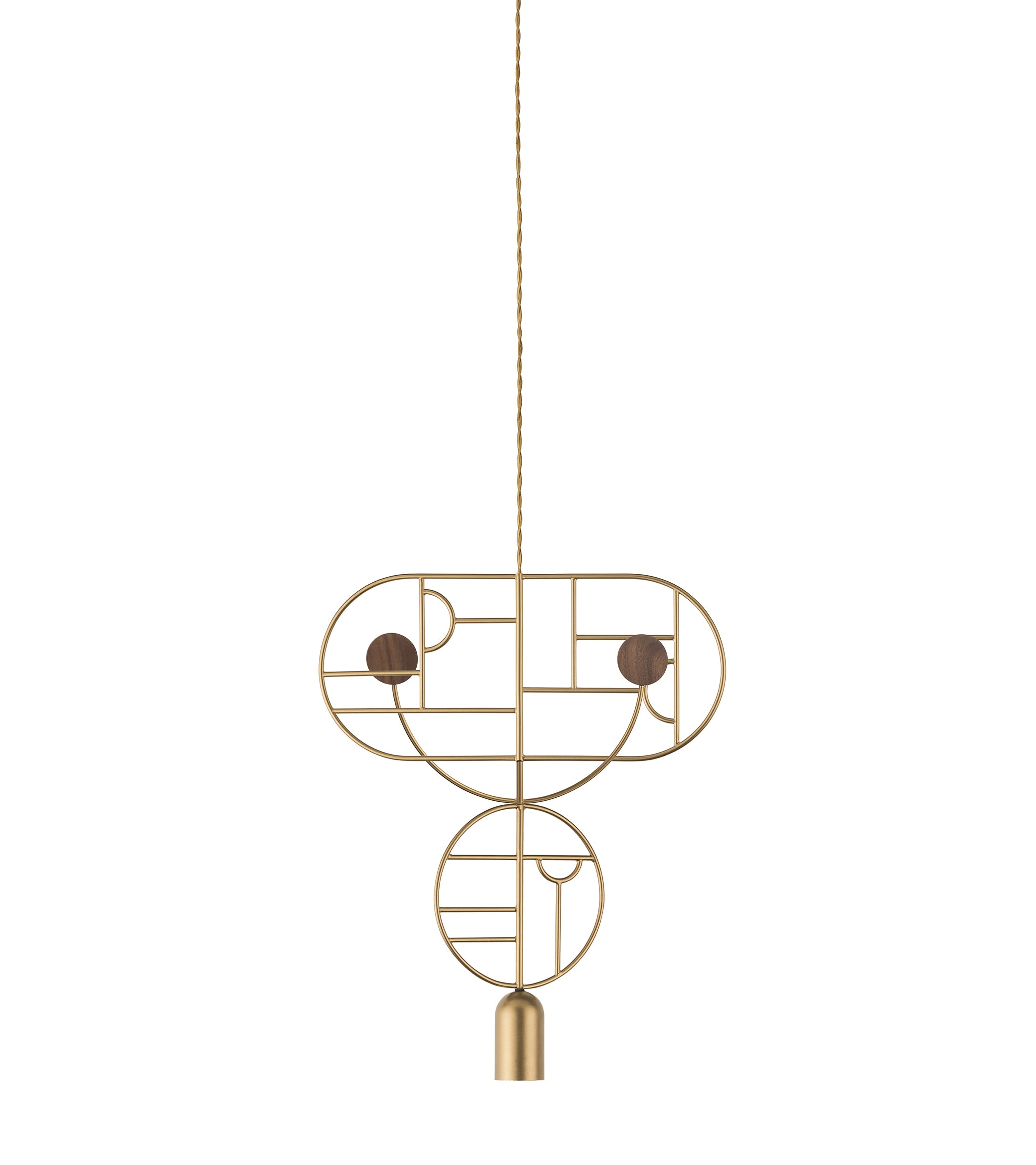 Závesná lampa WOODEN DOTS WDS07 mosadzná s orechovým drevom