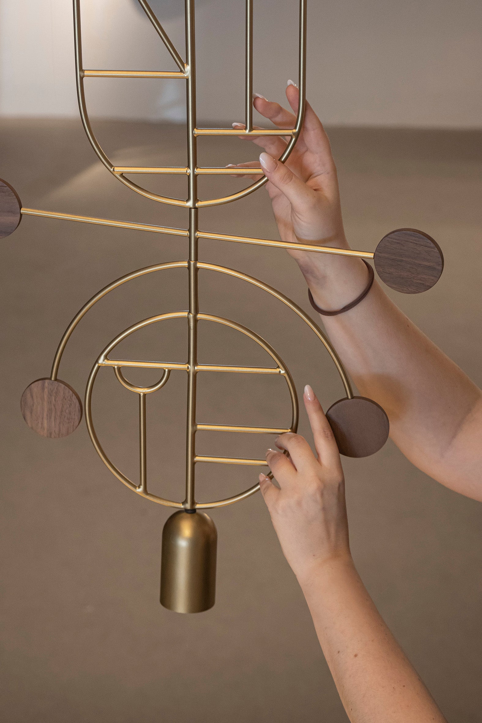 WOODEN DOTS WDS08 Pendant Lamp in Graphite with White and Red