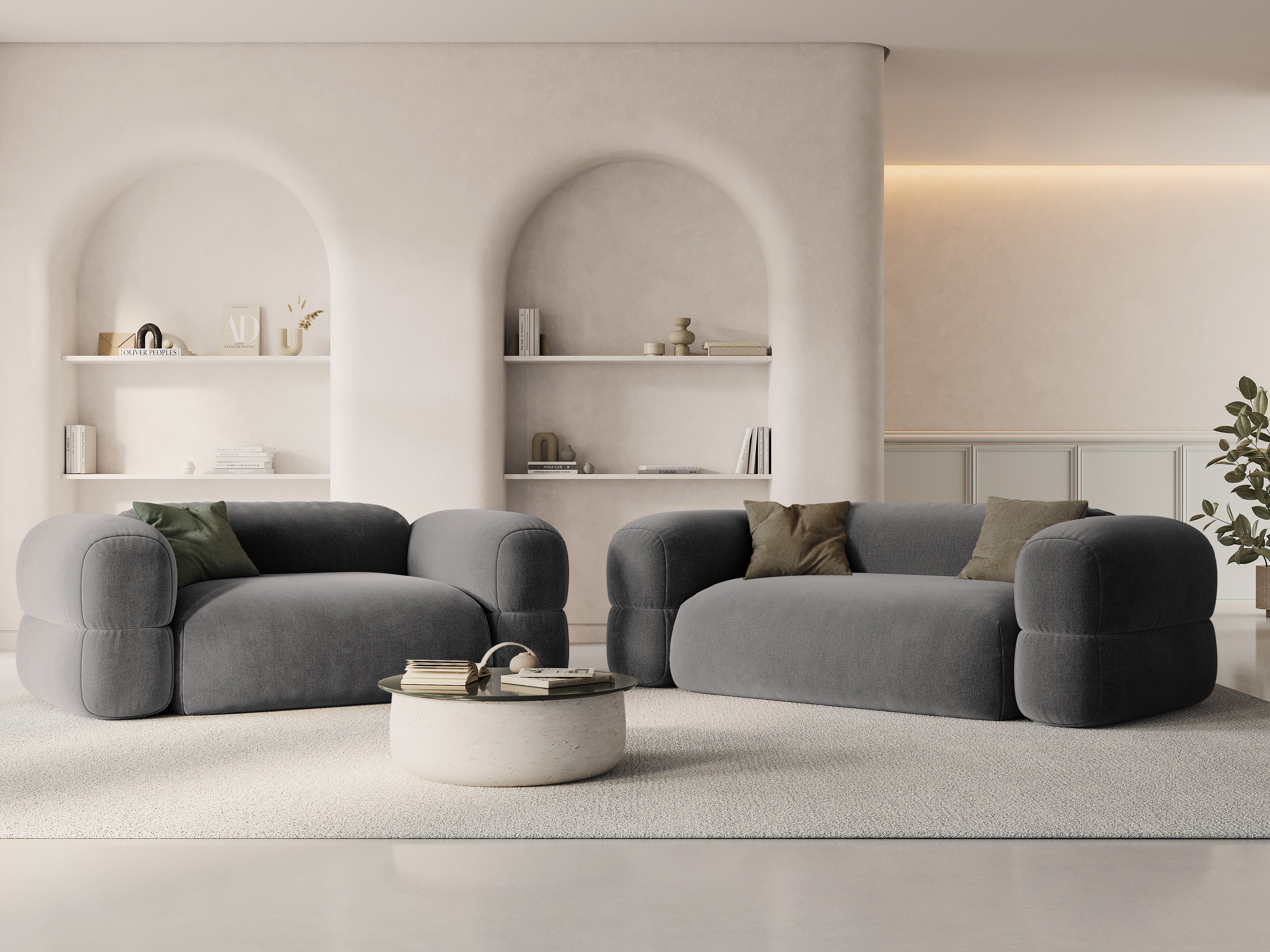 Sofa z jemného velúru pre 2 osoby ROGER šedá