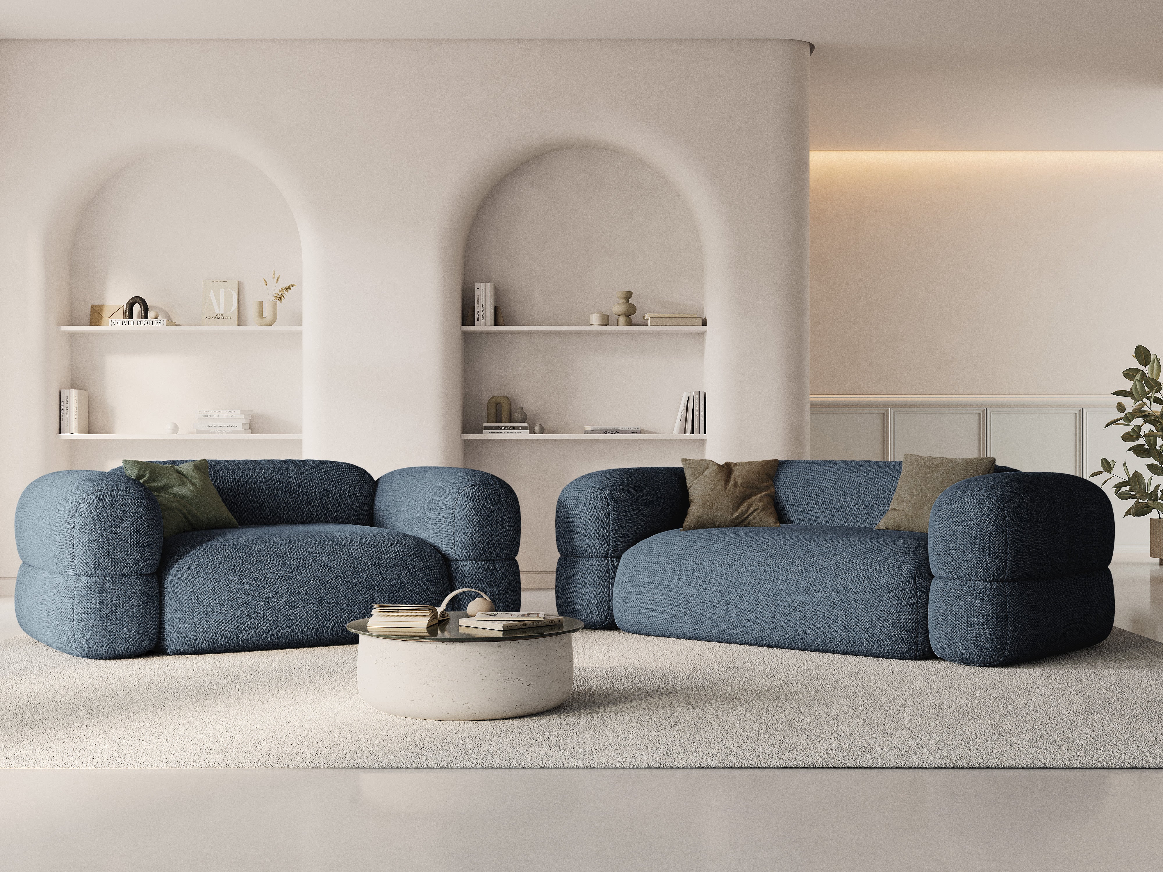 2-seater Sofa ROGER dark blue chenille