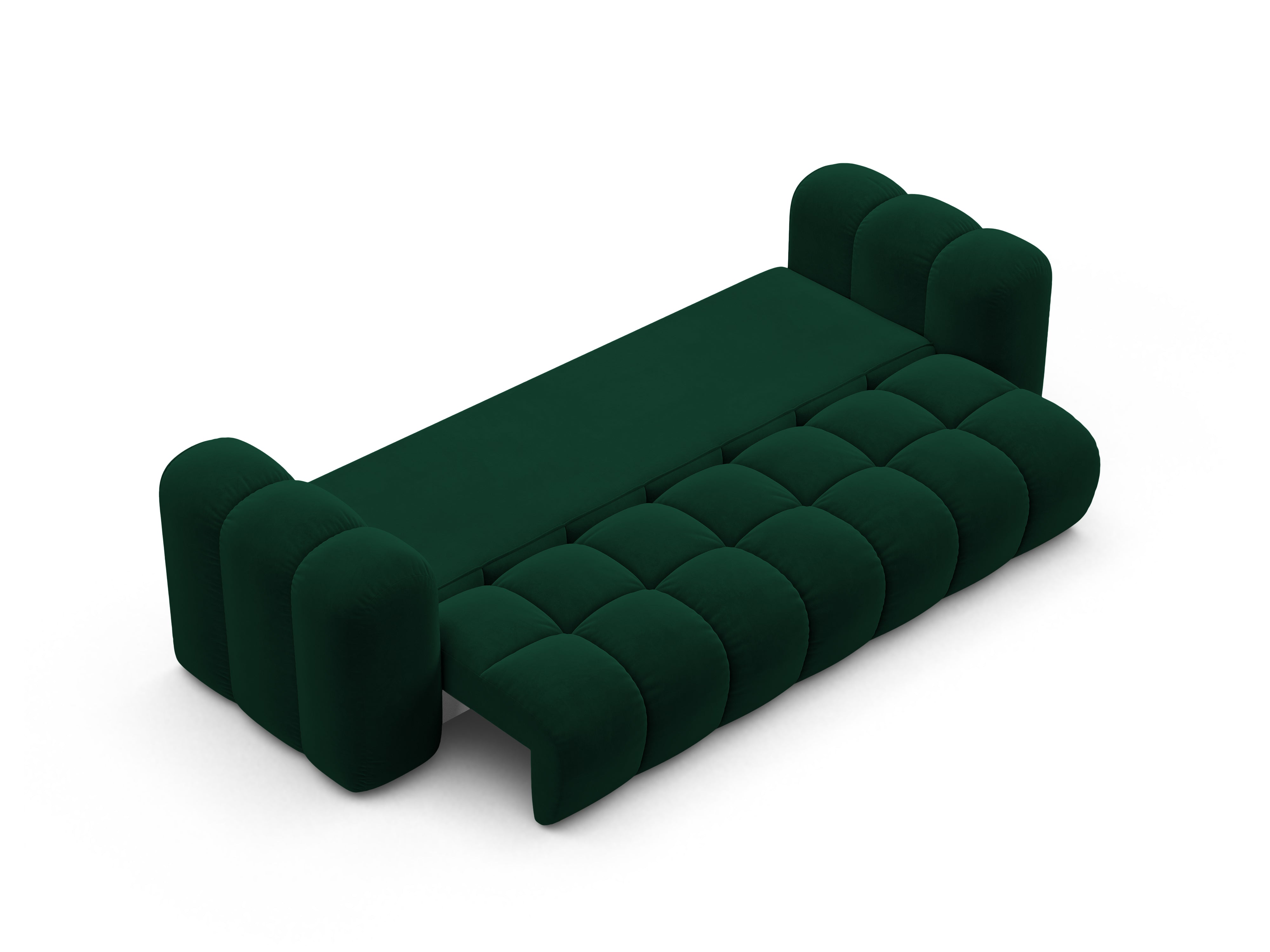 Sofa z aksamitom s funkciou spania ASTRO v fľaškovozelenej farbe