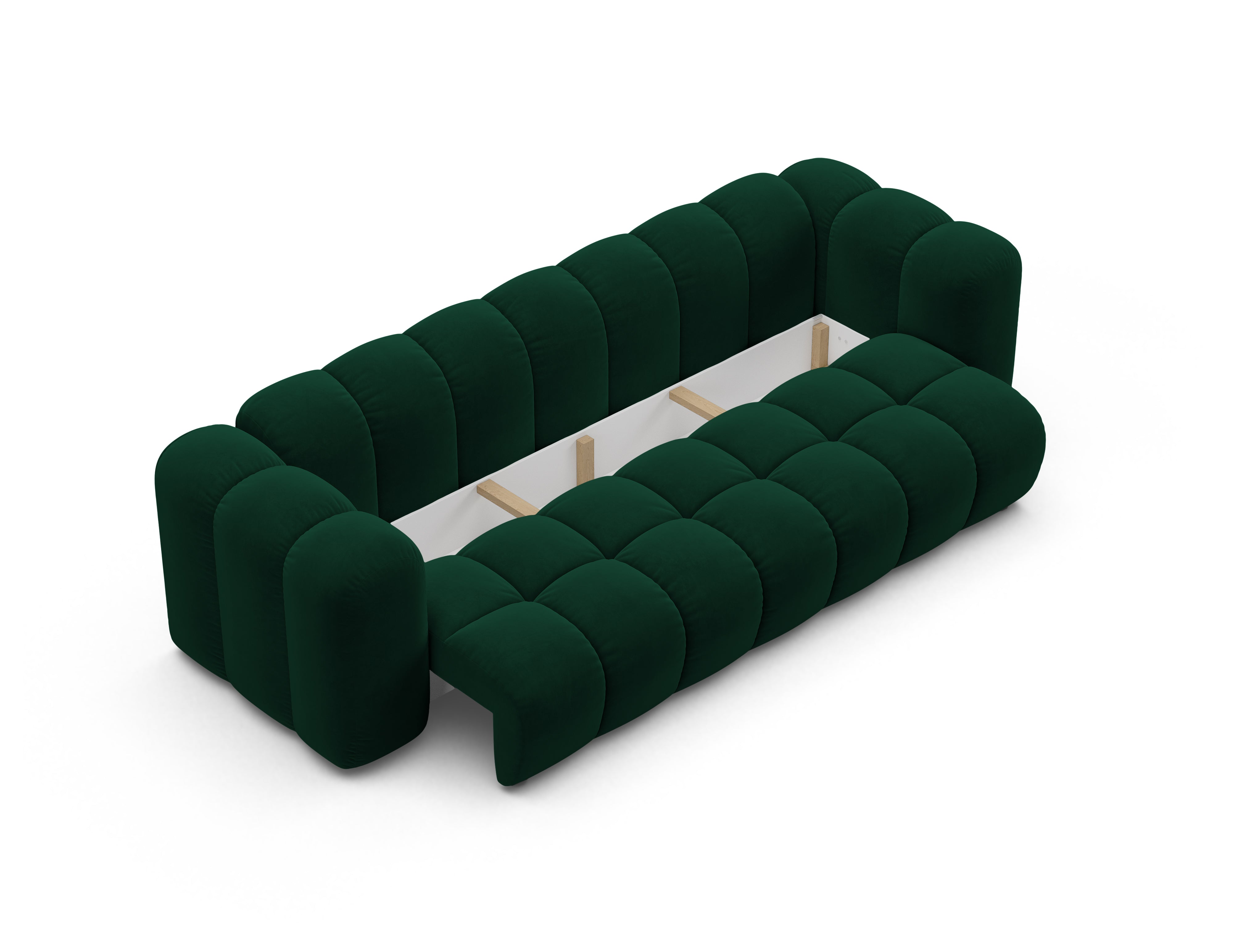 Sofa z aksamitom s funkciou spania ASTRO v fľaškovozelenej farbe