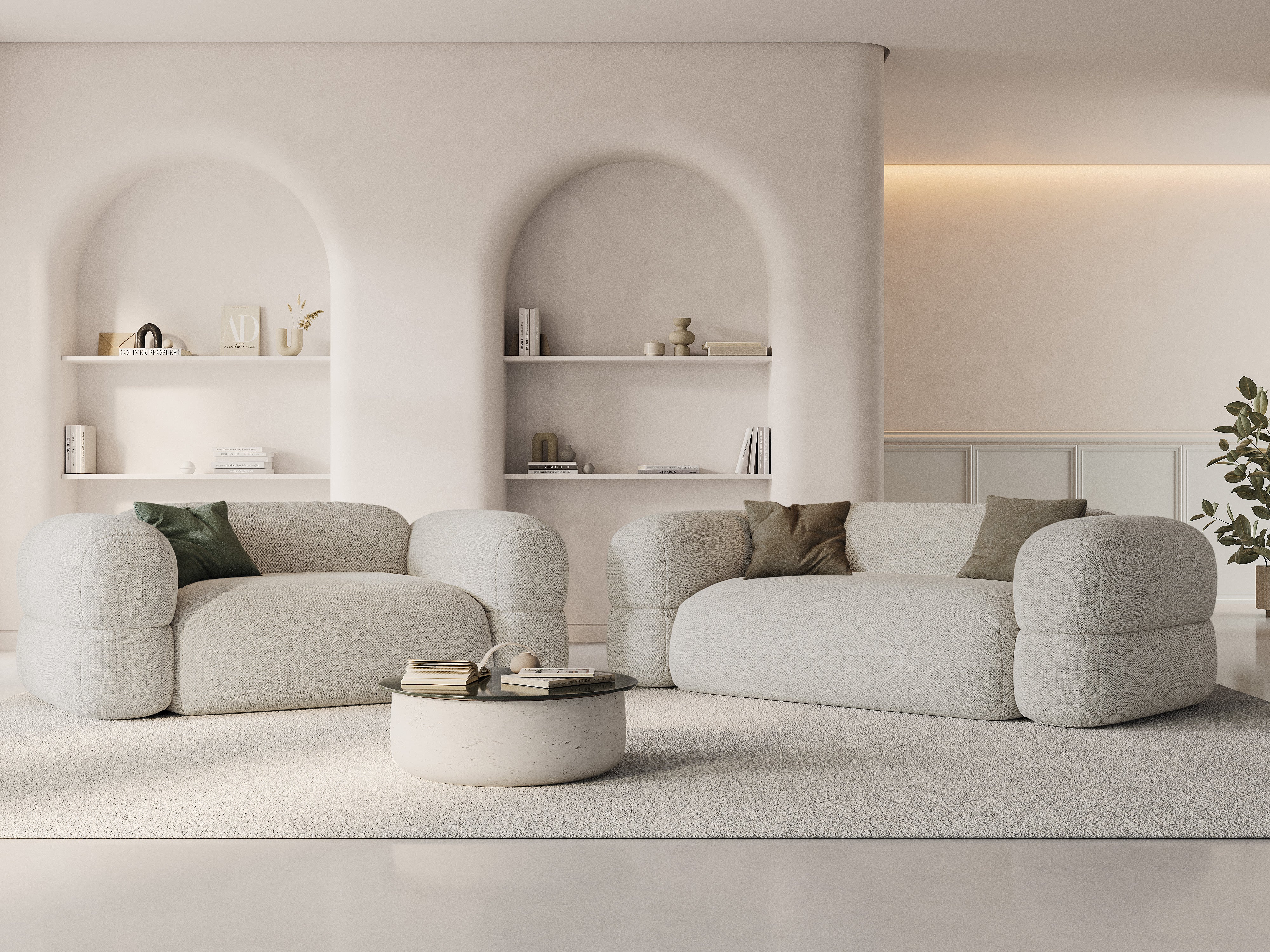 3-seater Sofa ROGER beige chenille