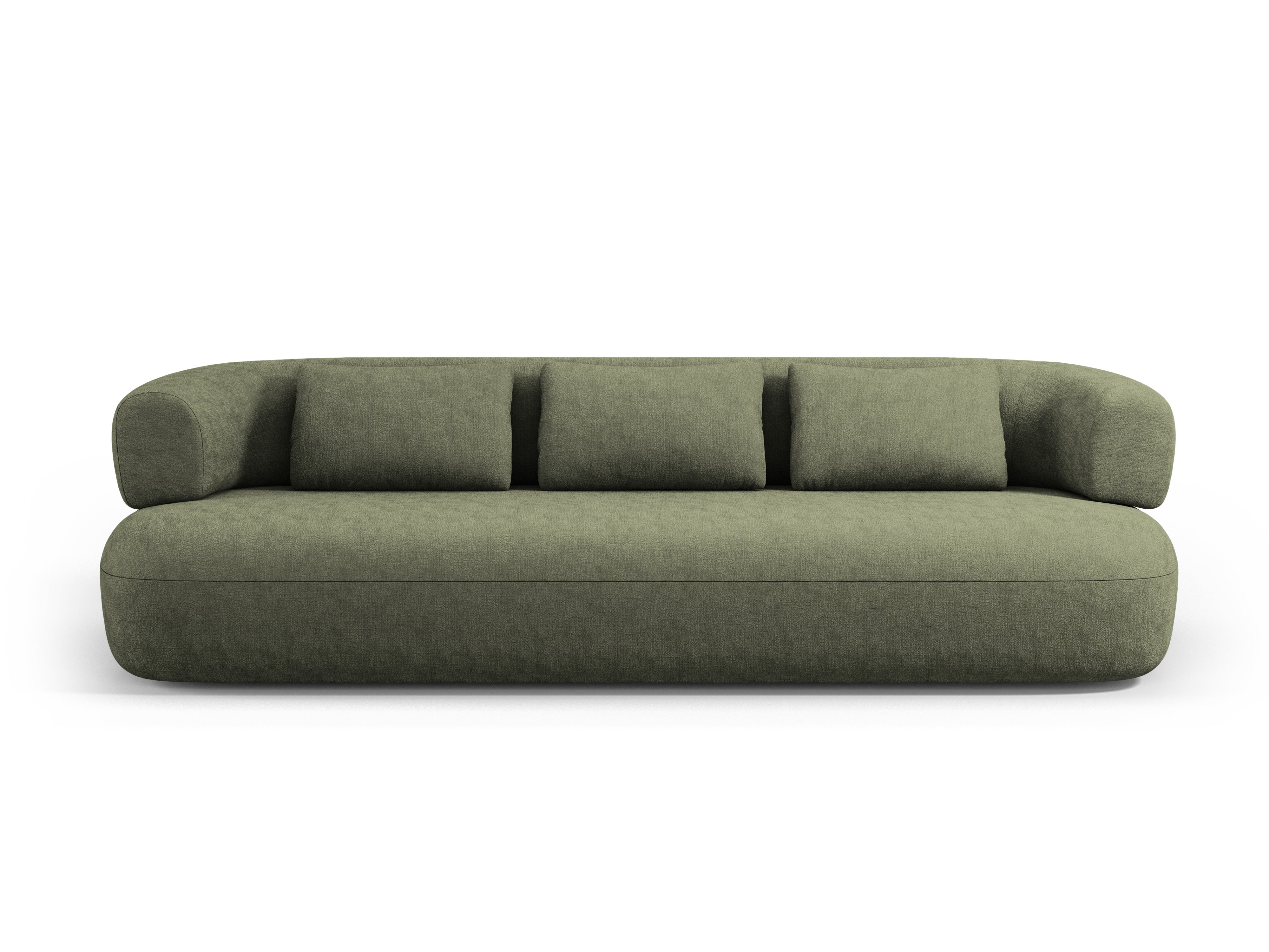 Sofa pre 3,5 osoby ALDRIN v zelenej farbe z šenilového materiálu