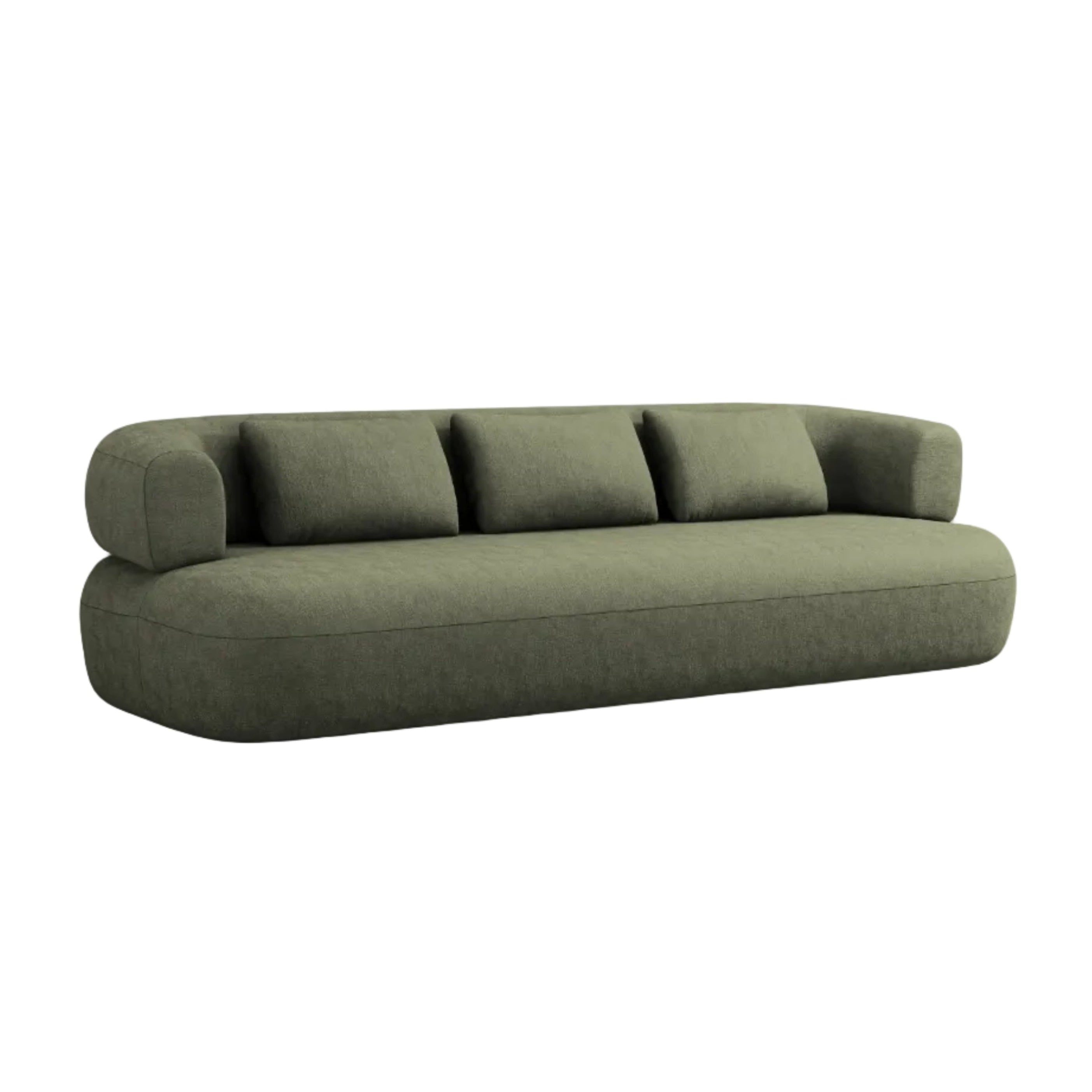 Sofa pre 3,5 osoby ALDRIN v zelenej farbe z šenilového materiálu