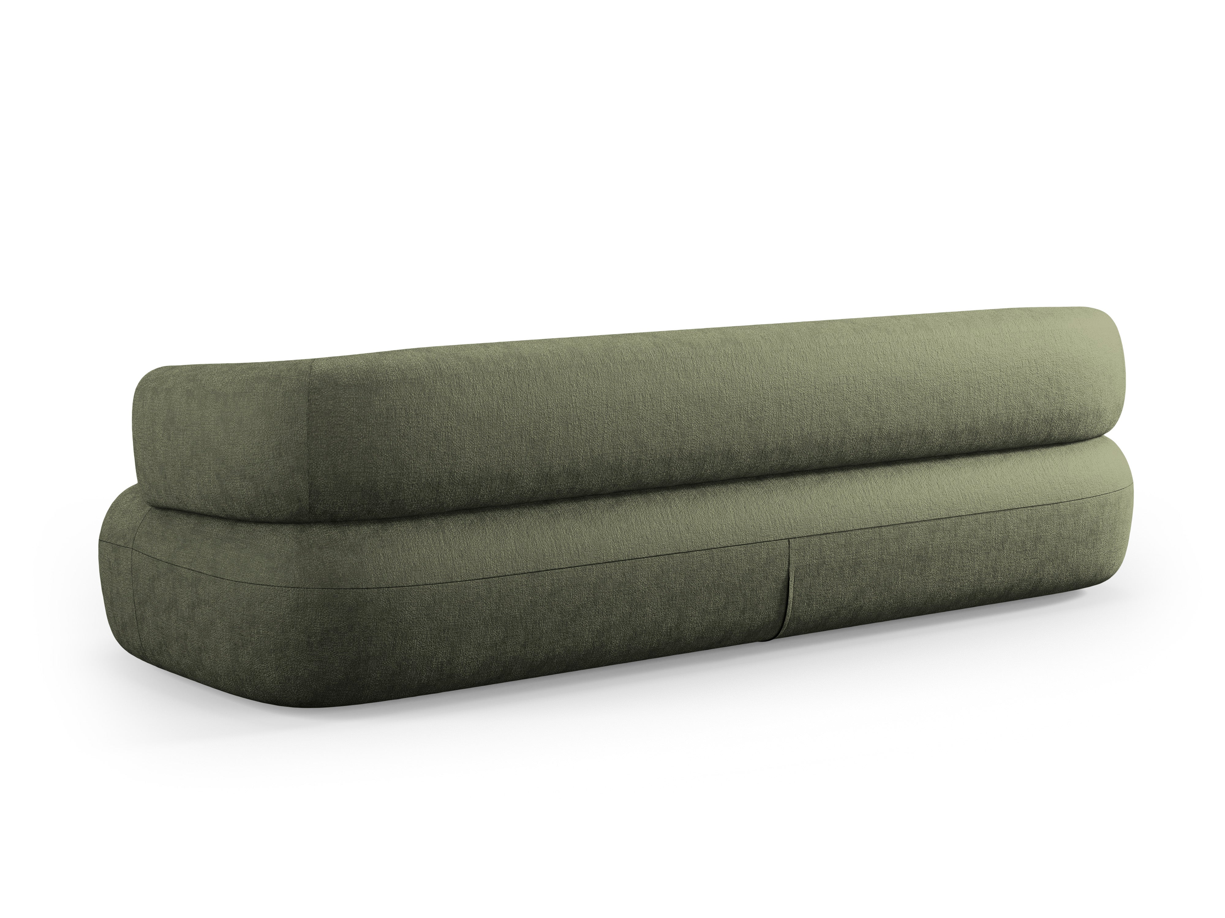 Sofa pre 3,5 osoby ALDRIN v zelenej farbe z šenilového materiálu