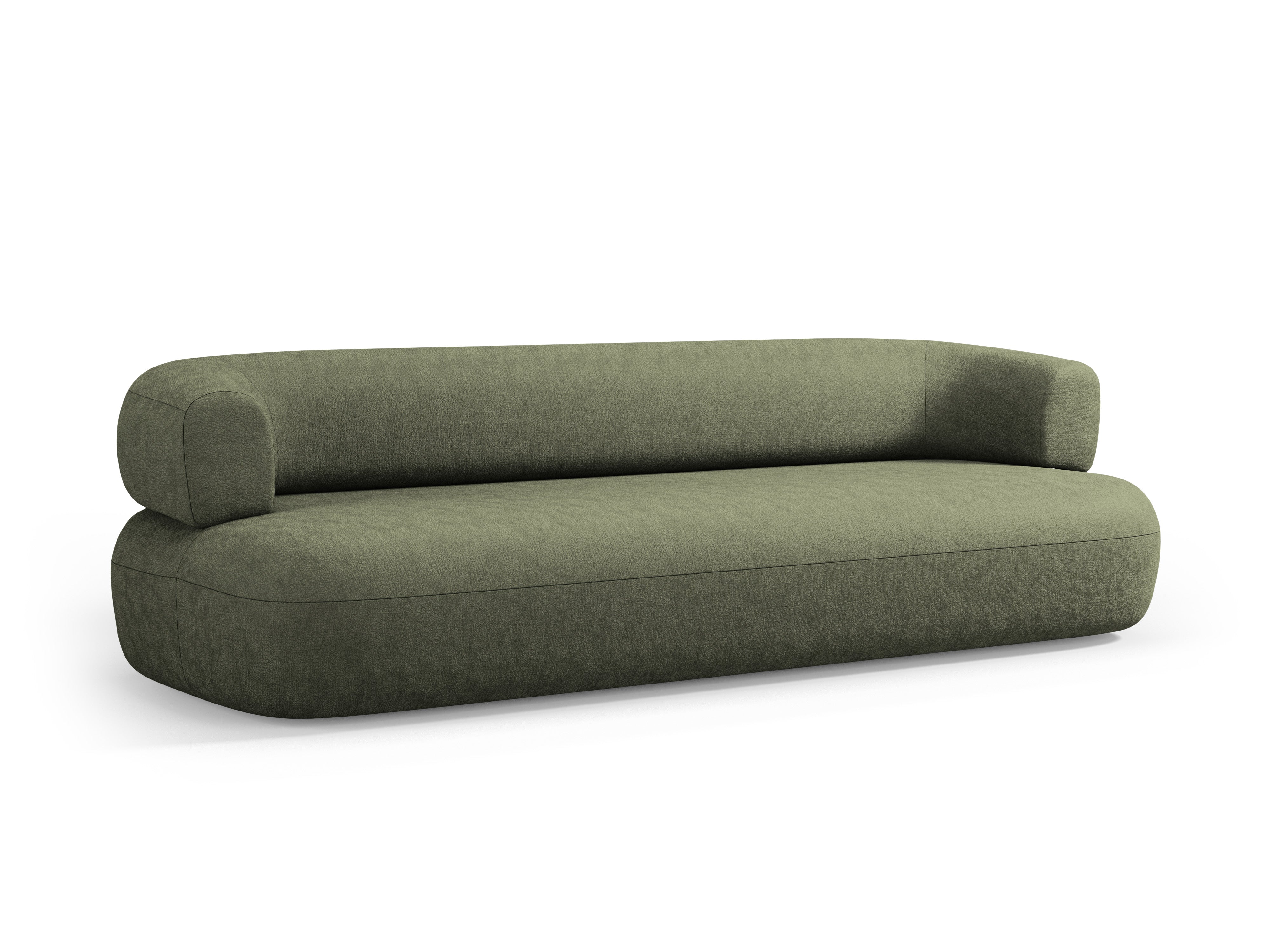 Sofa pre 3,5 osoby ALDRIN v zelenej farbe z šenilového materiálu