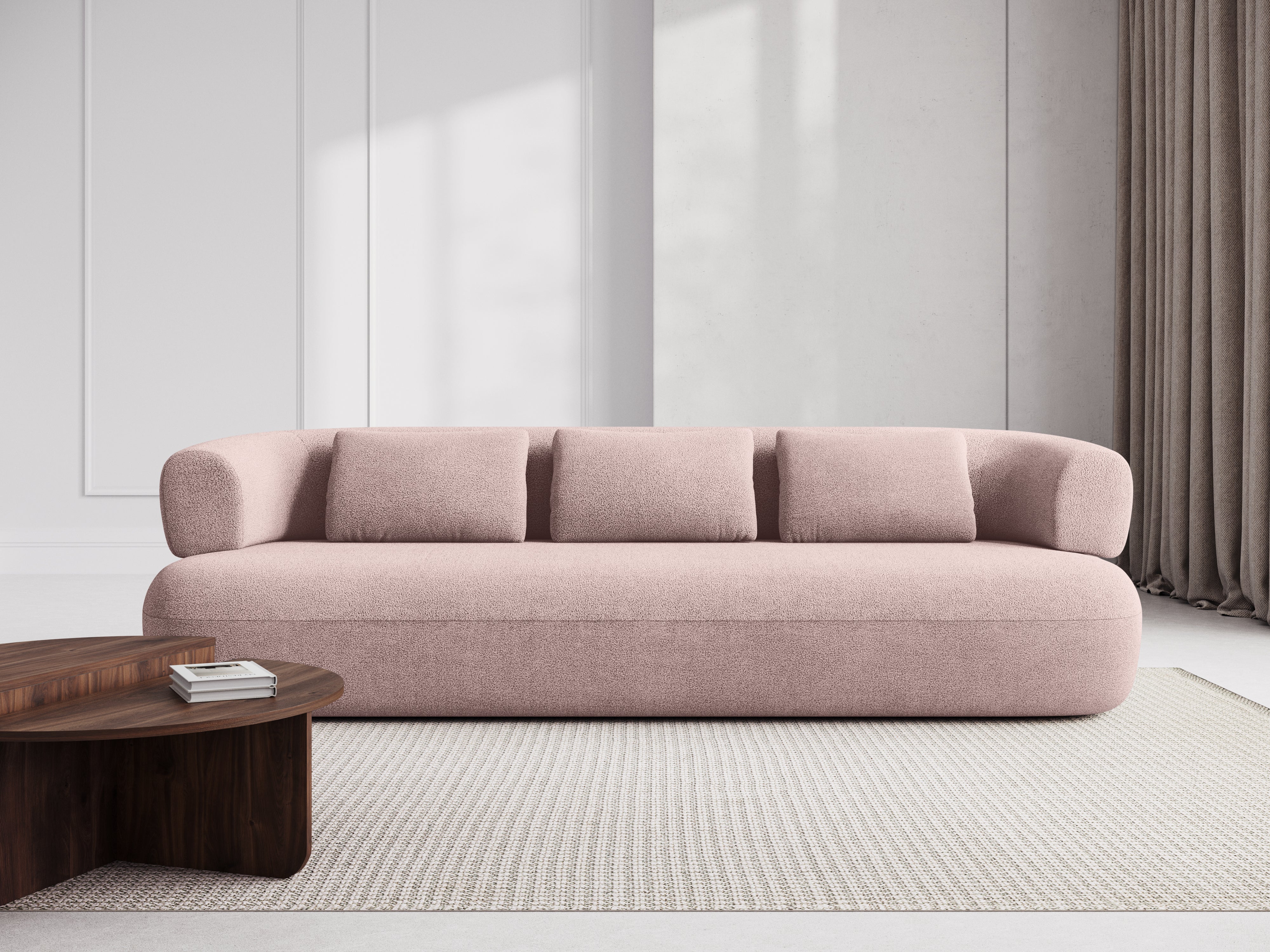 Sofa 3,5-osobová ALDRIN pudrová ružová boucle