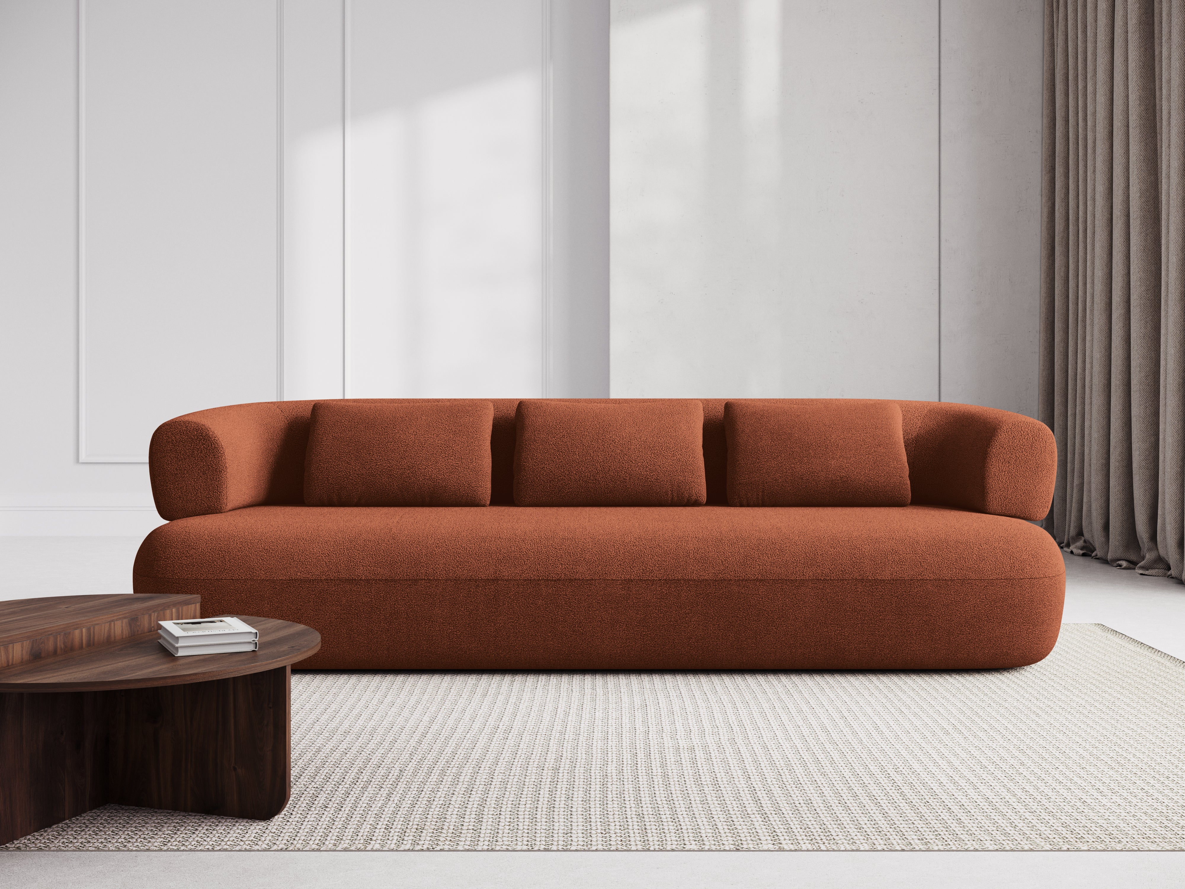 Sofa pre 3,5 osoby ALDRIN tehlová boucle