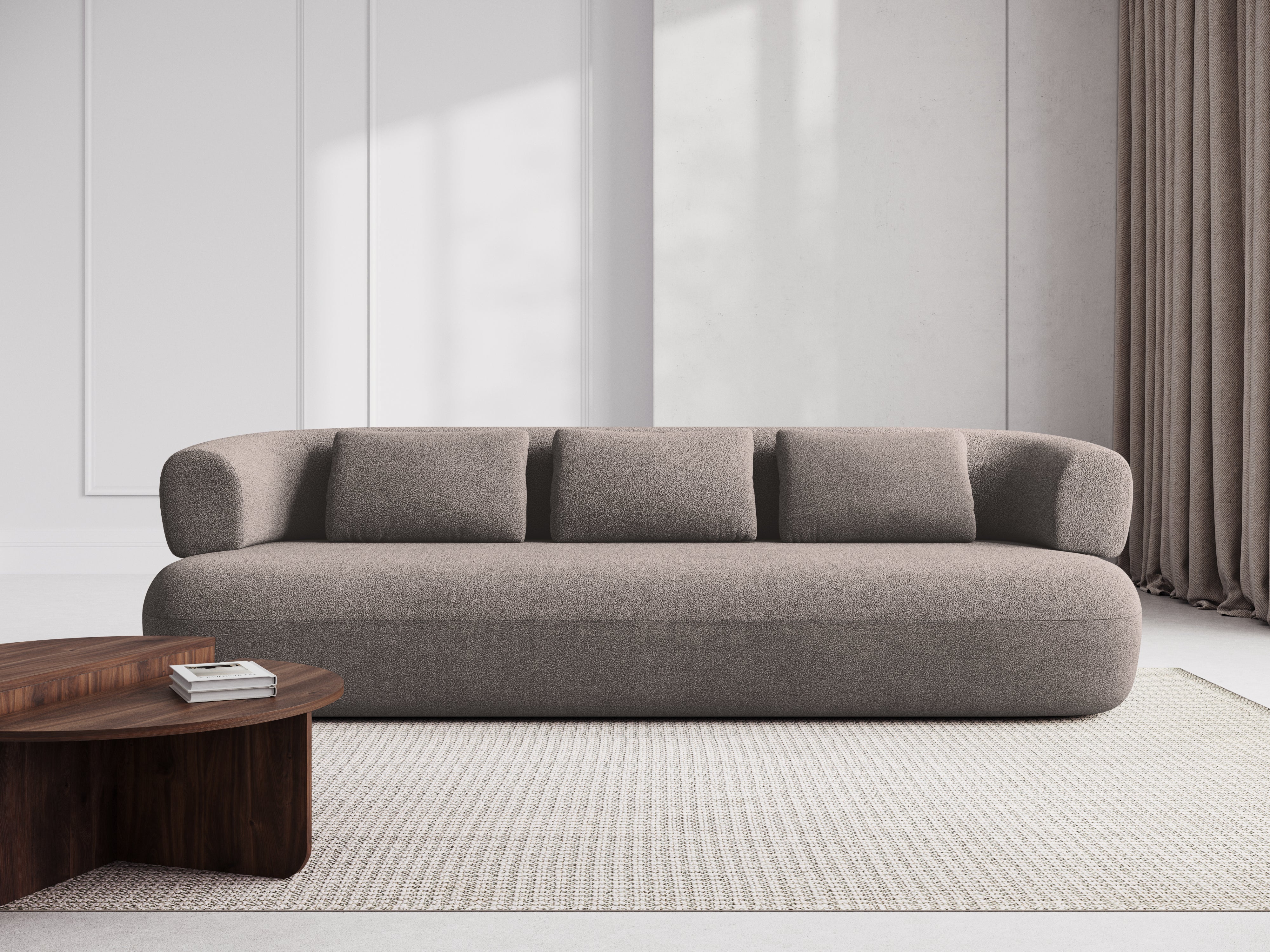 Sofa 3,5-osobová ALDRIN svetlohnedá boucle