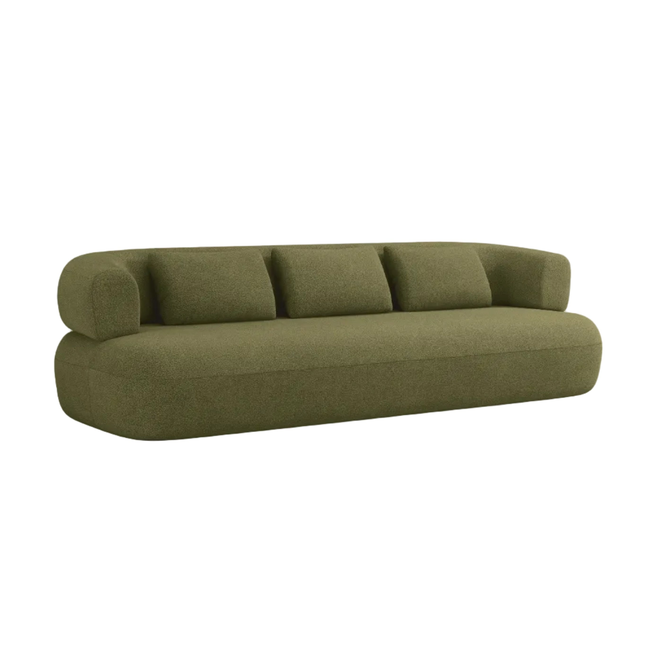 Sofa pre 3,5 osoby ALDRIN v zelenej boucle látke