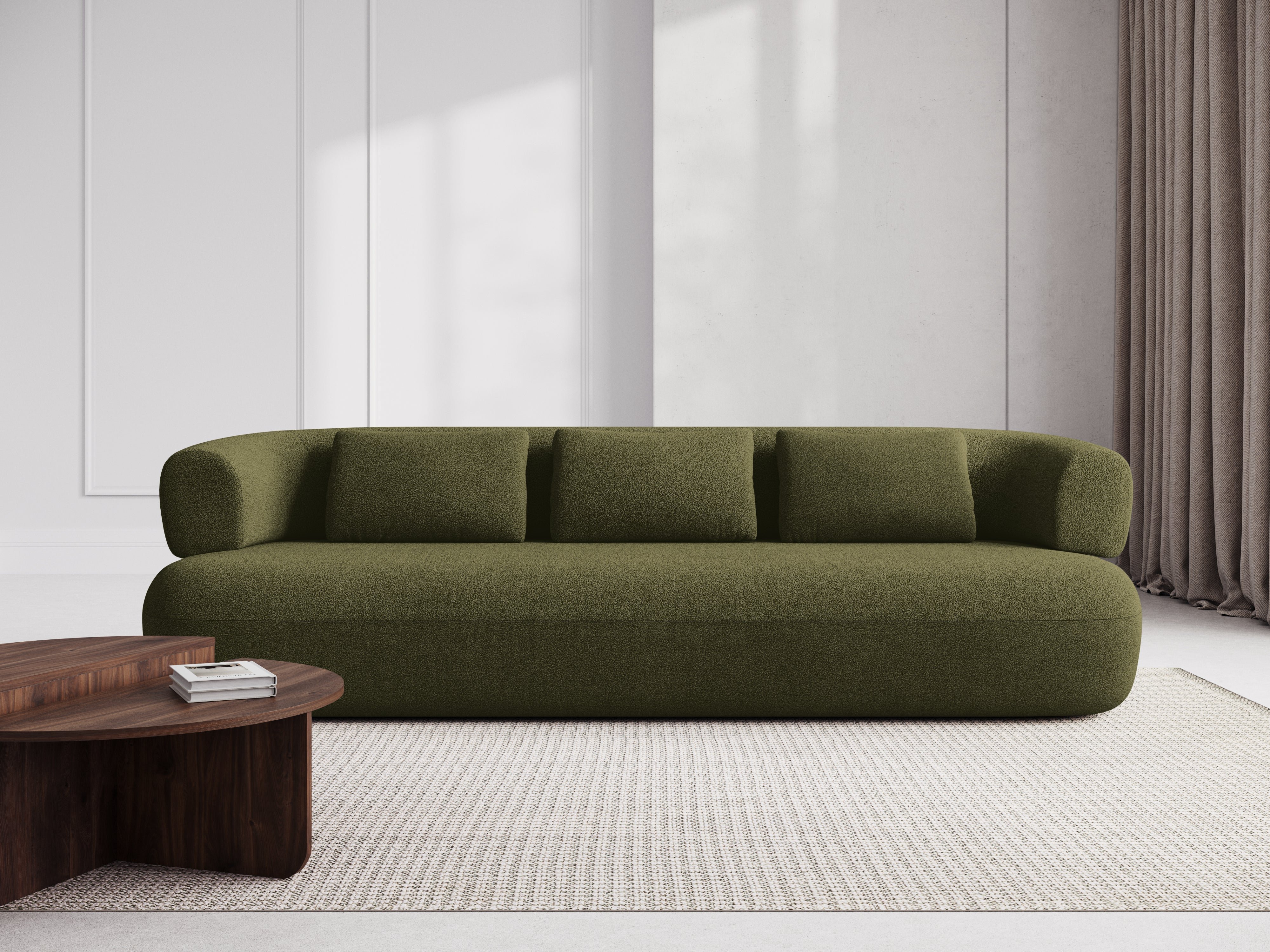 Sofa pre 3,5 osoby ALDRIN v zelenej boucle látke