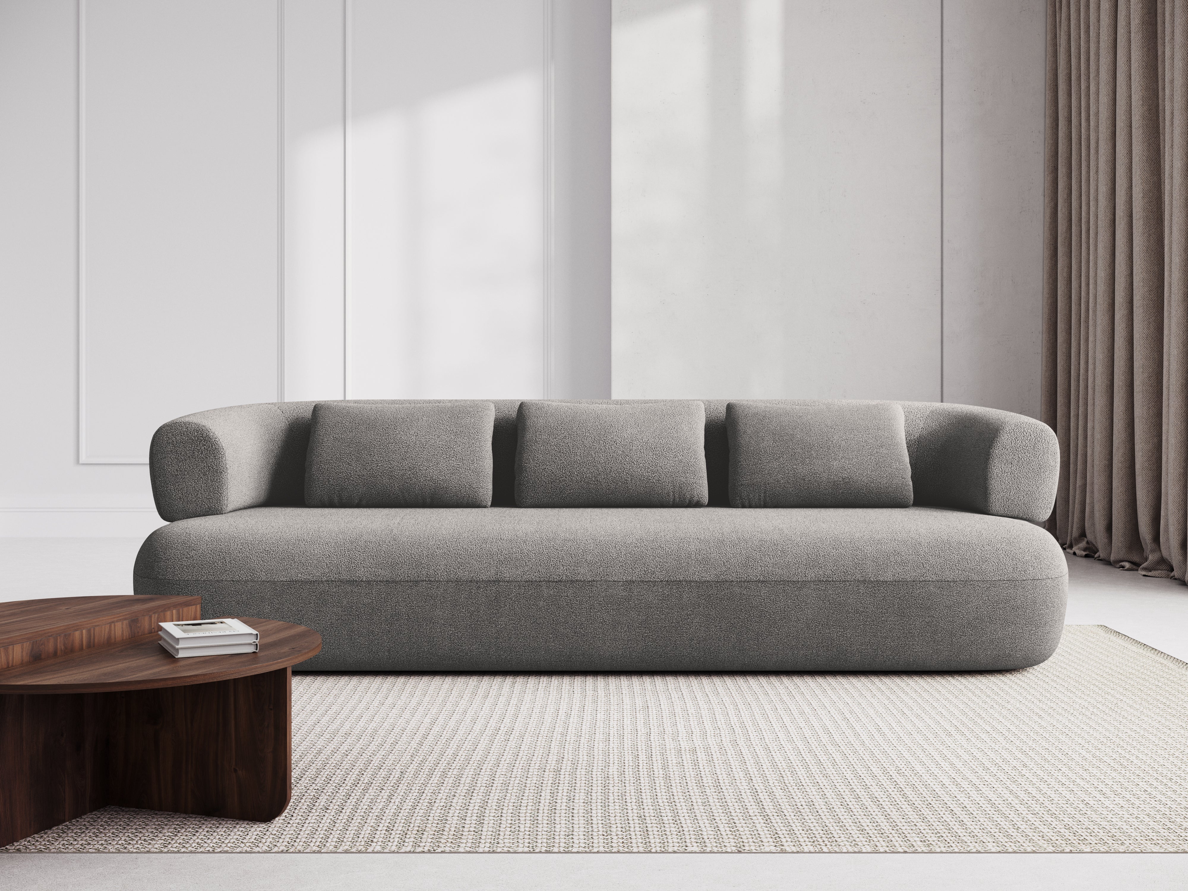 Sofa pre 3,5 osoby ALDRIN svetlosivý boucle