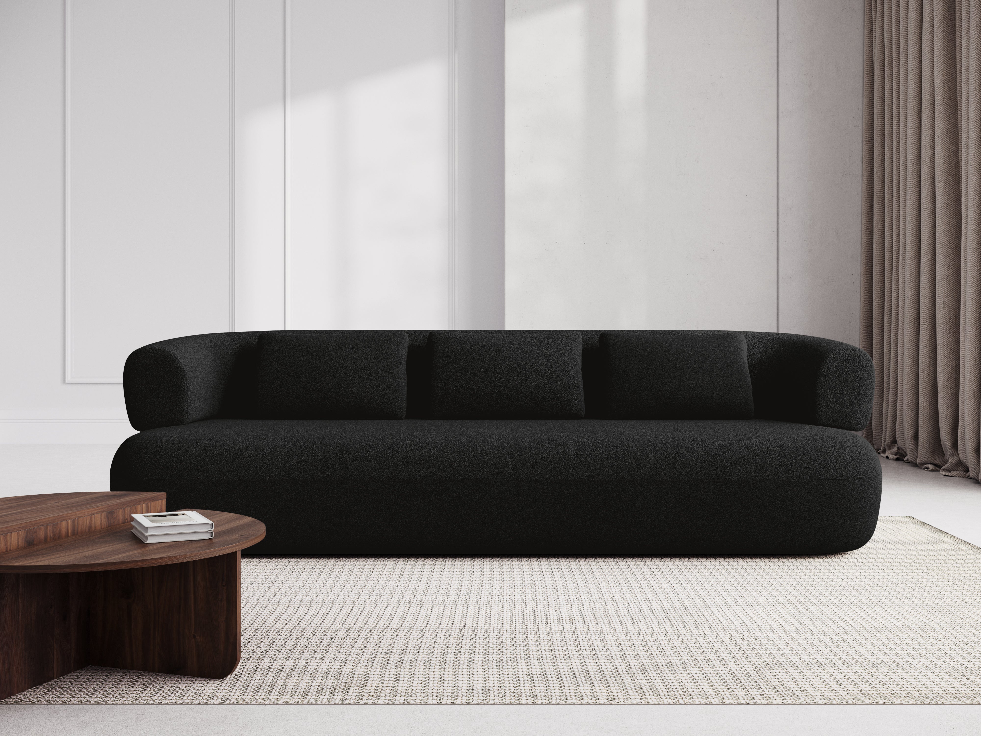 Sofa pre 3,5 osoby ALDRIN čierny boucle