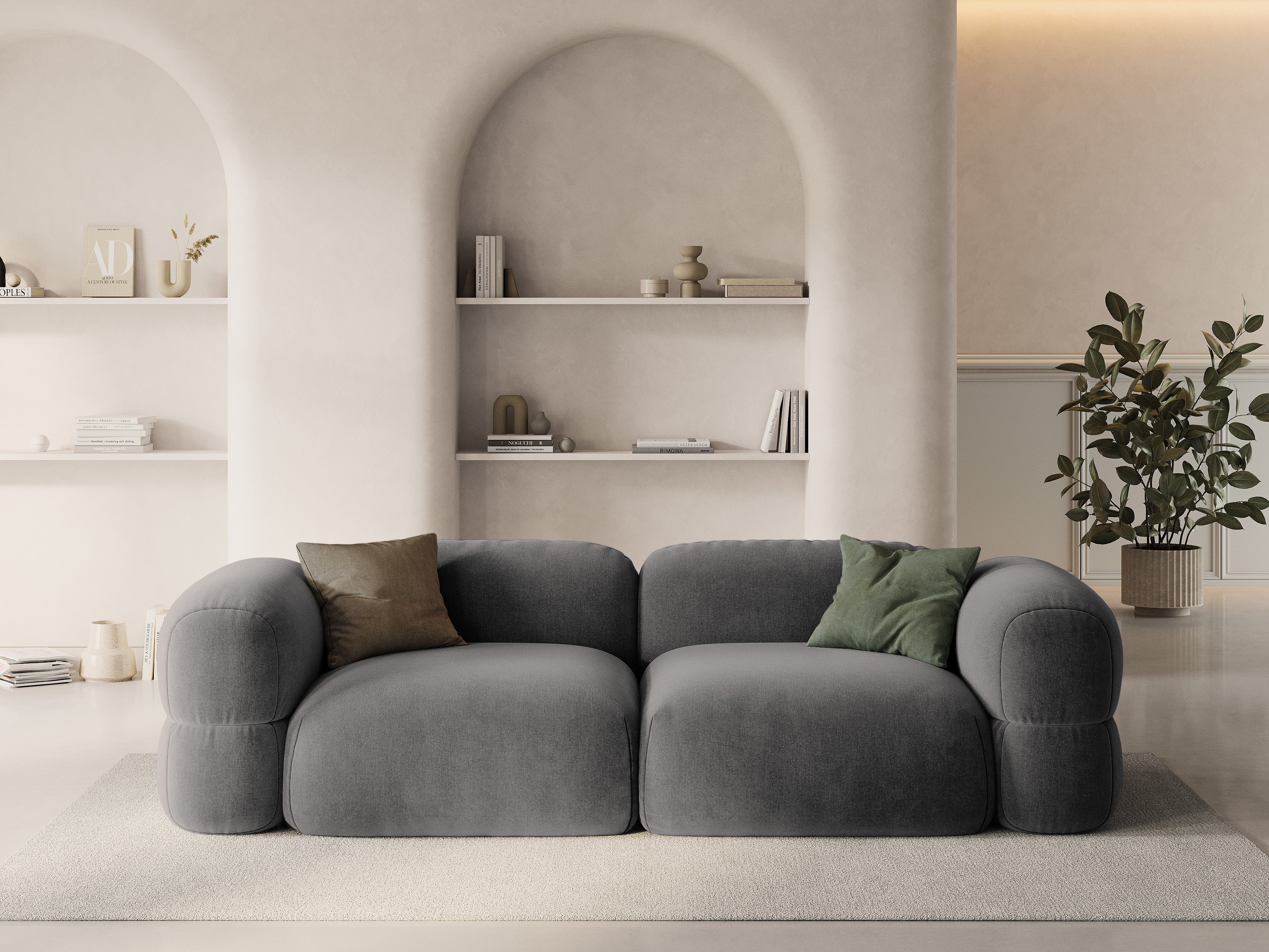 Velvet sofa for 4 people ROGER gray