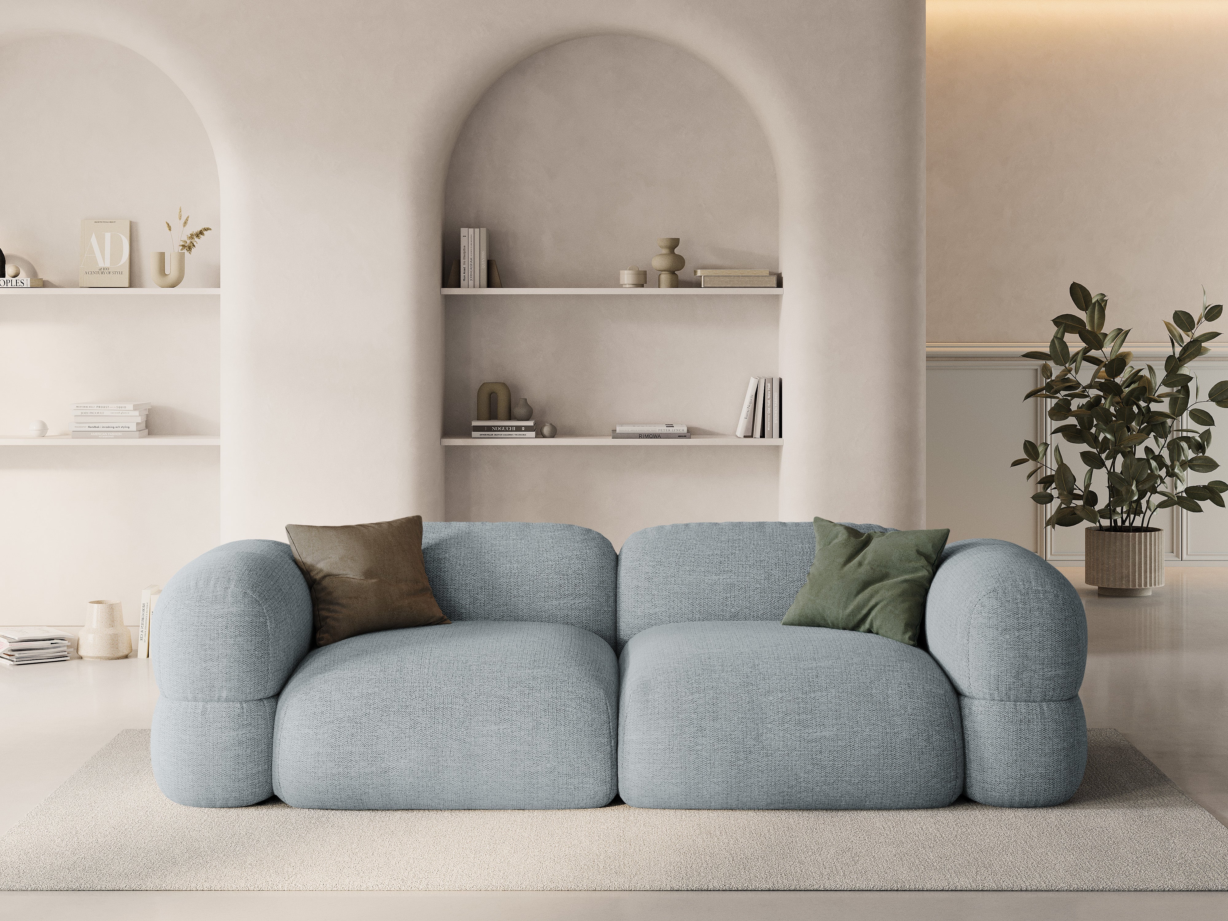 4-seater Sofa ROGER light blue chenille