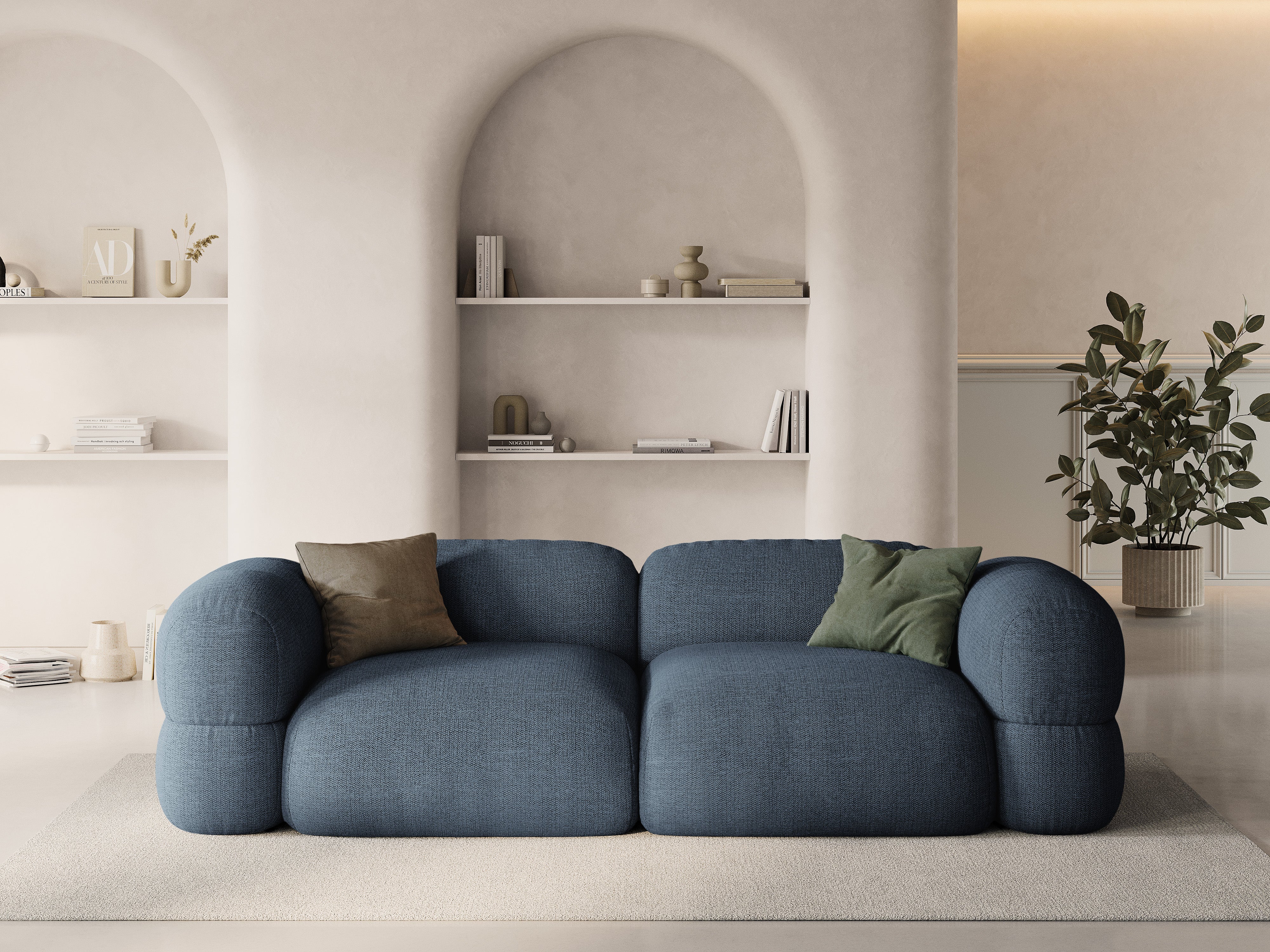 4-seater Sofa ROGER dark blue chenille