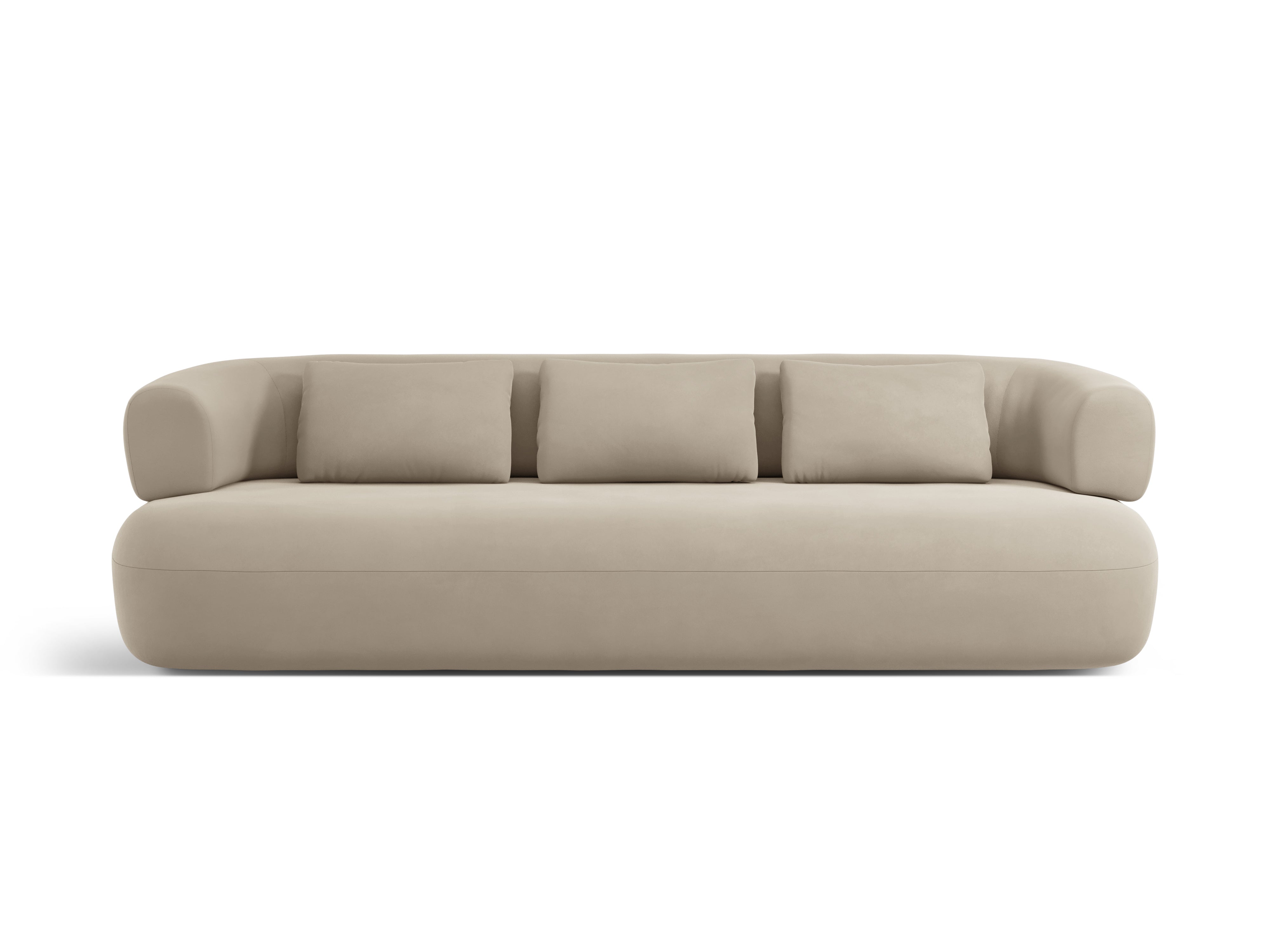 Sofa z jemného sametu pre 4 osoby ALDRIN béžová