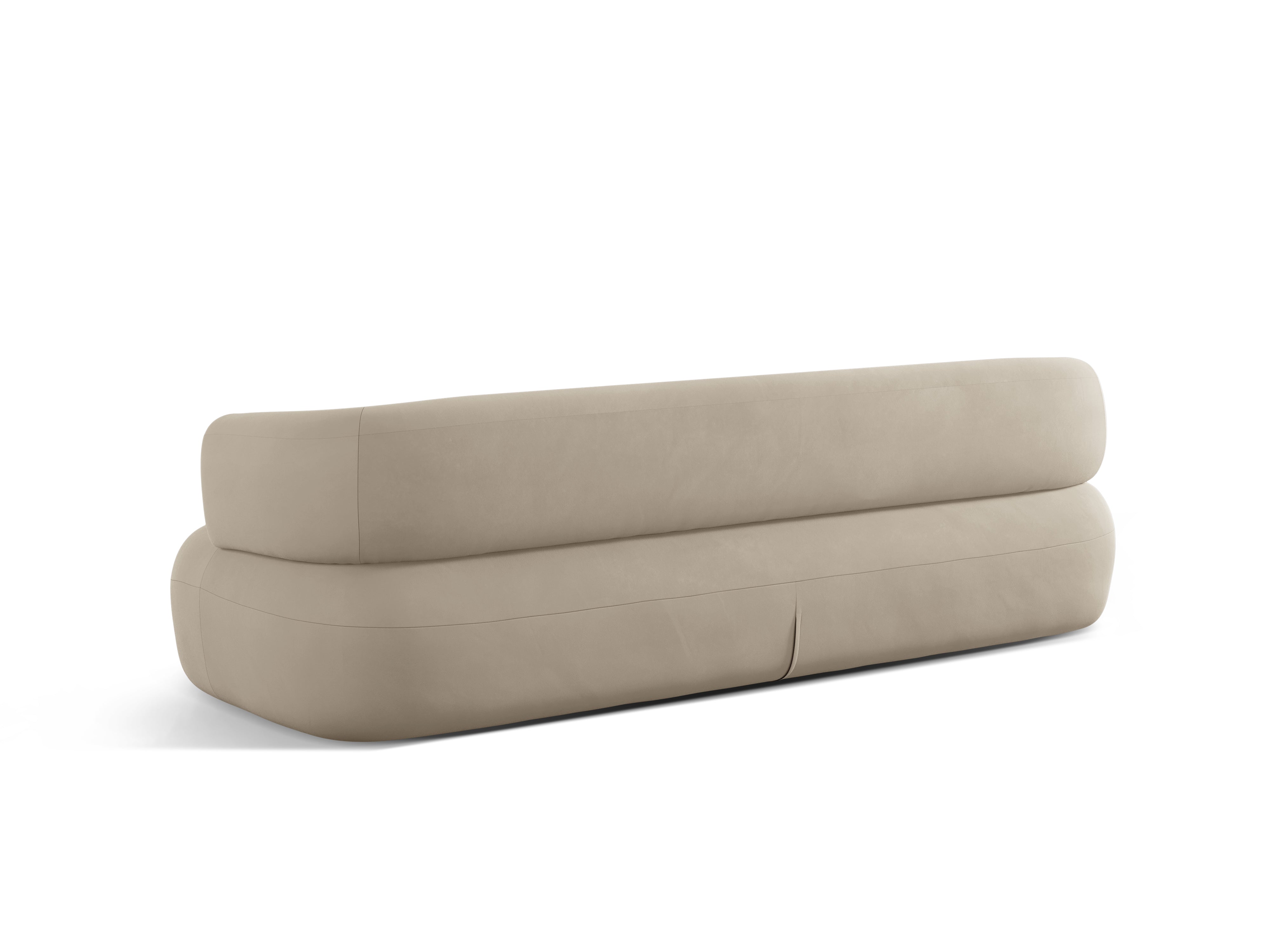 Sofa z jemného sametu pre 4 osoby ALDRIN béžová