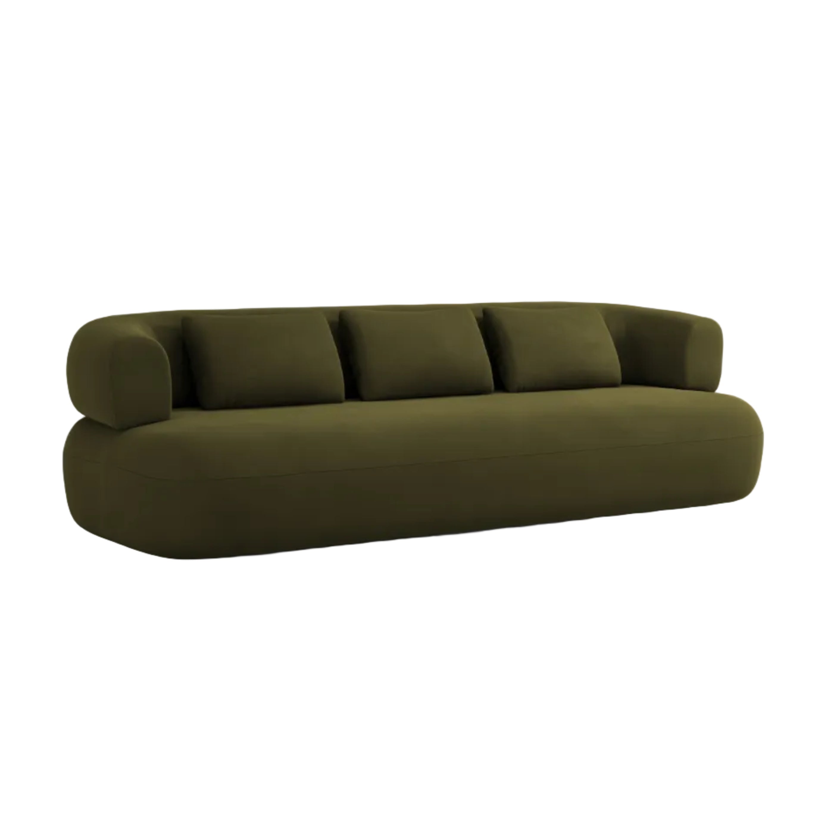 Sofa z jemného zamatového materiálu pre 4 osoby ALDRIN v zelenej farbe