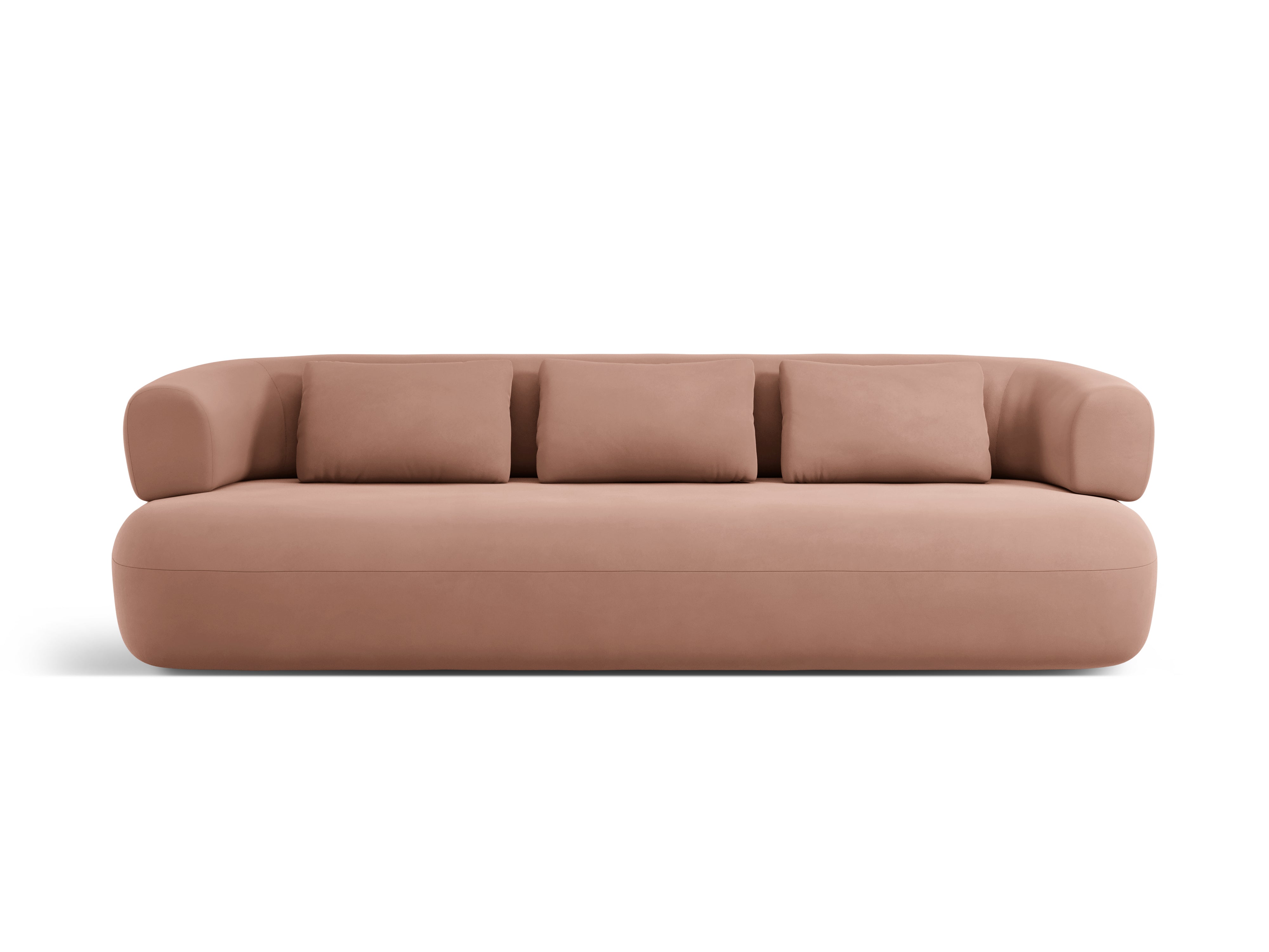 Sofa z jemného sametu pre 4 osoby ALDRIN v ružovej farbe