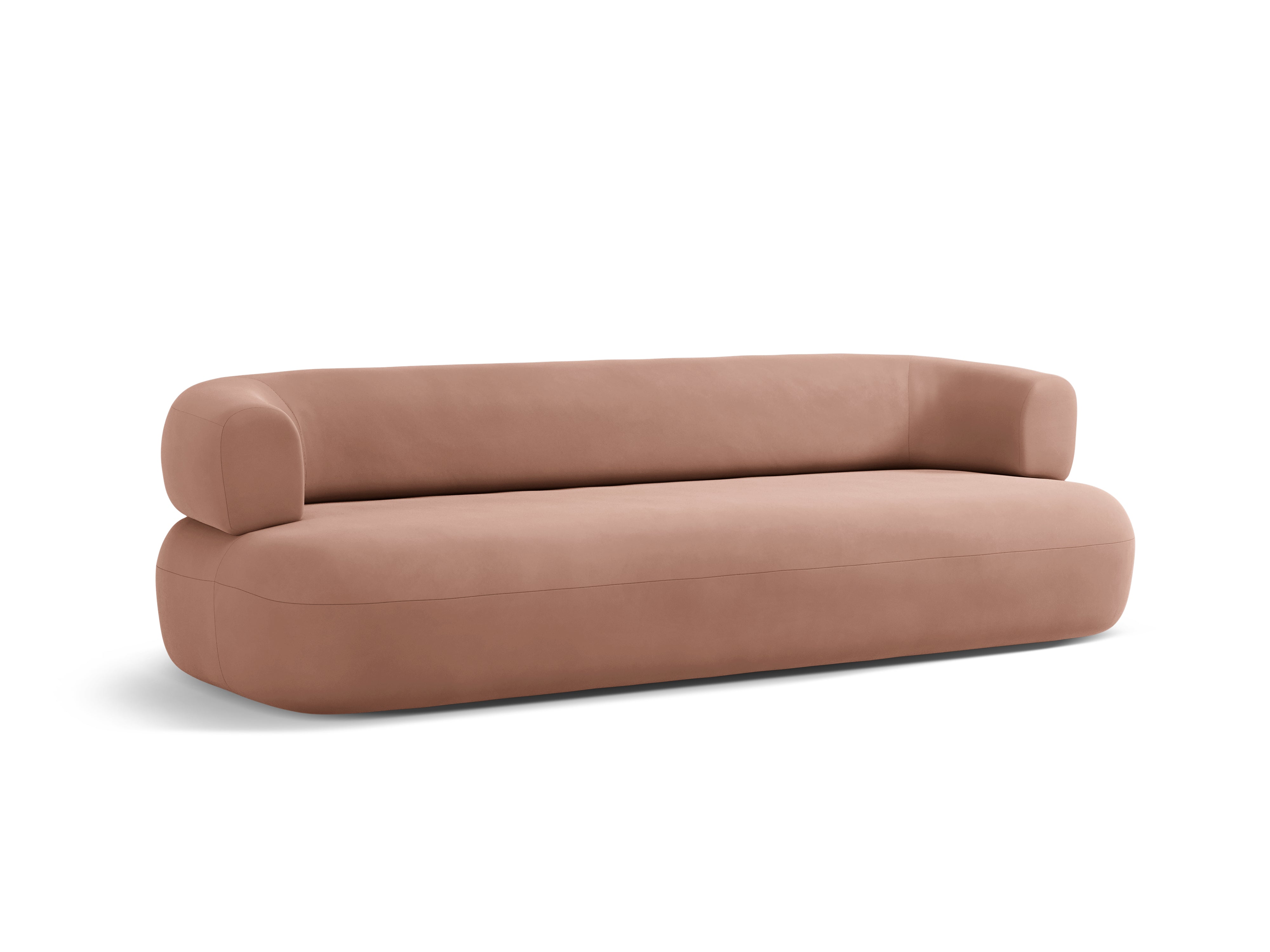 Sofa z jemného sametu pre 4 osoby ALDRIN v ružovej farbe