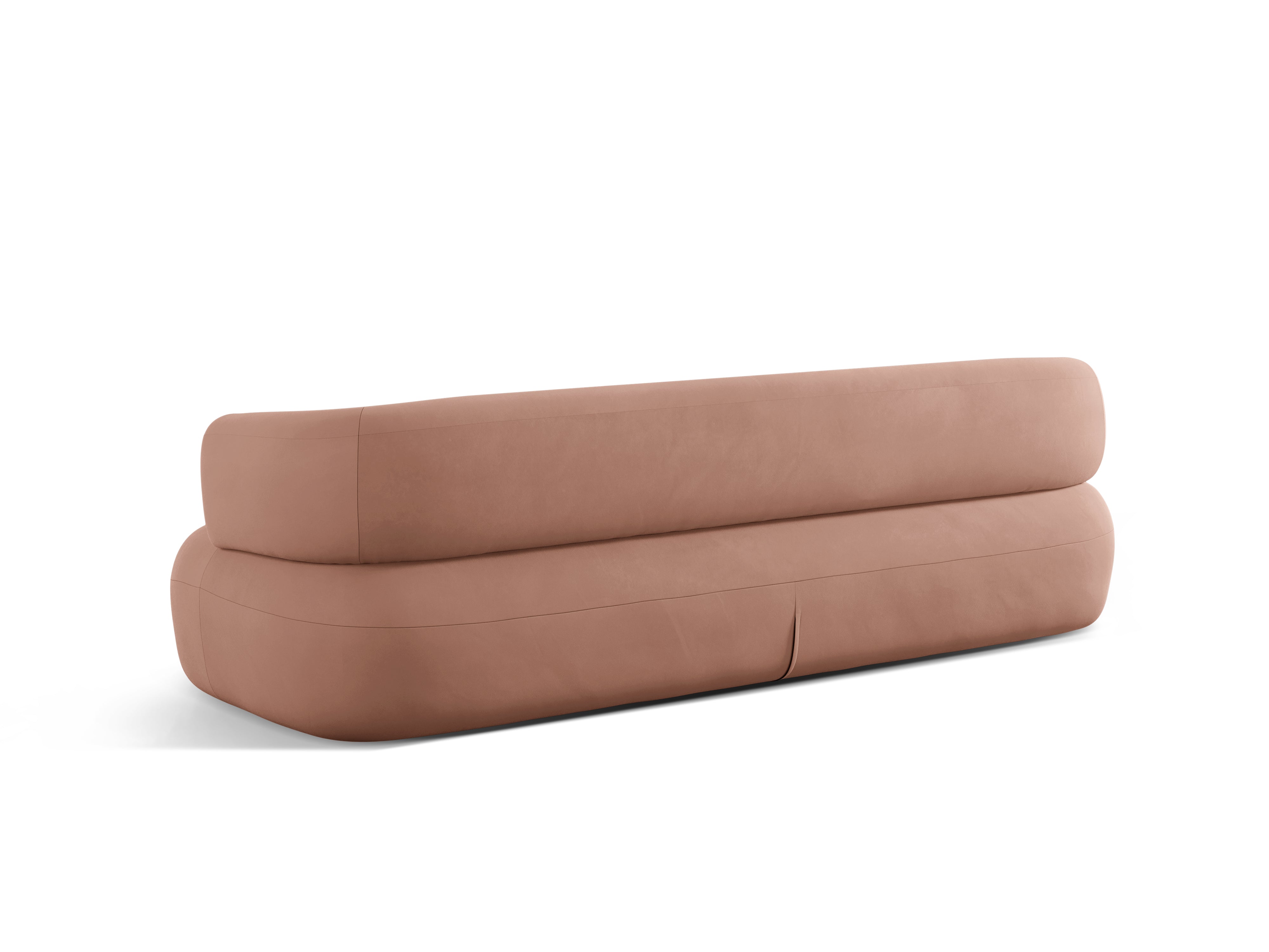 Sofa z jemného sametu pre 4 osoby ALDRIN v ružovej farbe