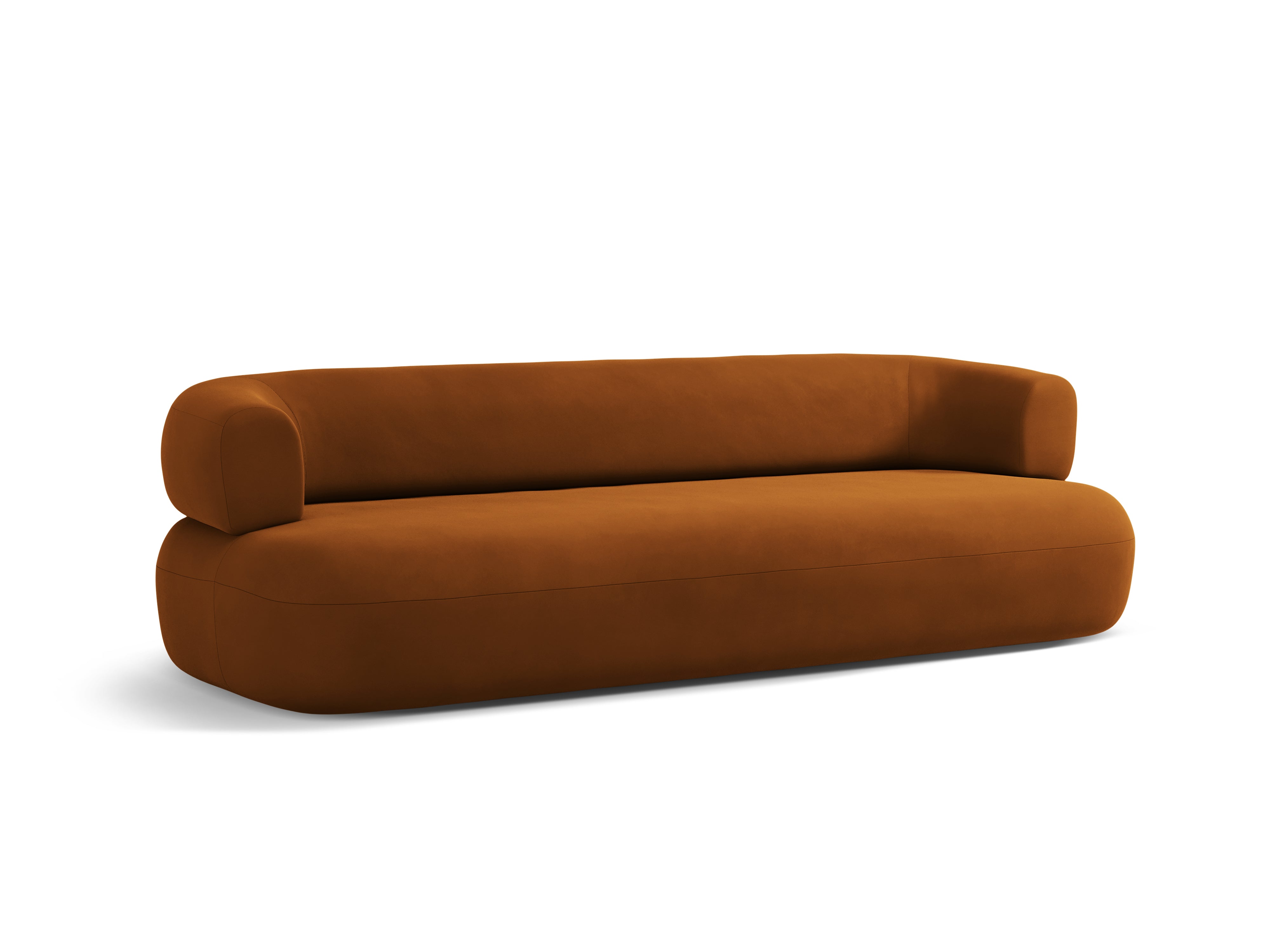 Sofa z jemného zamatového materiálu pre 4 osoby ALDRIN v tehlovej farbe
