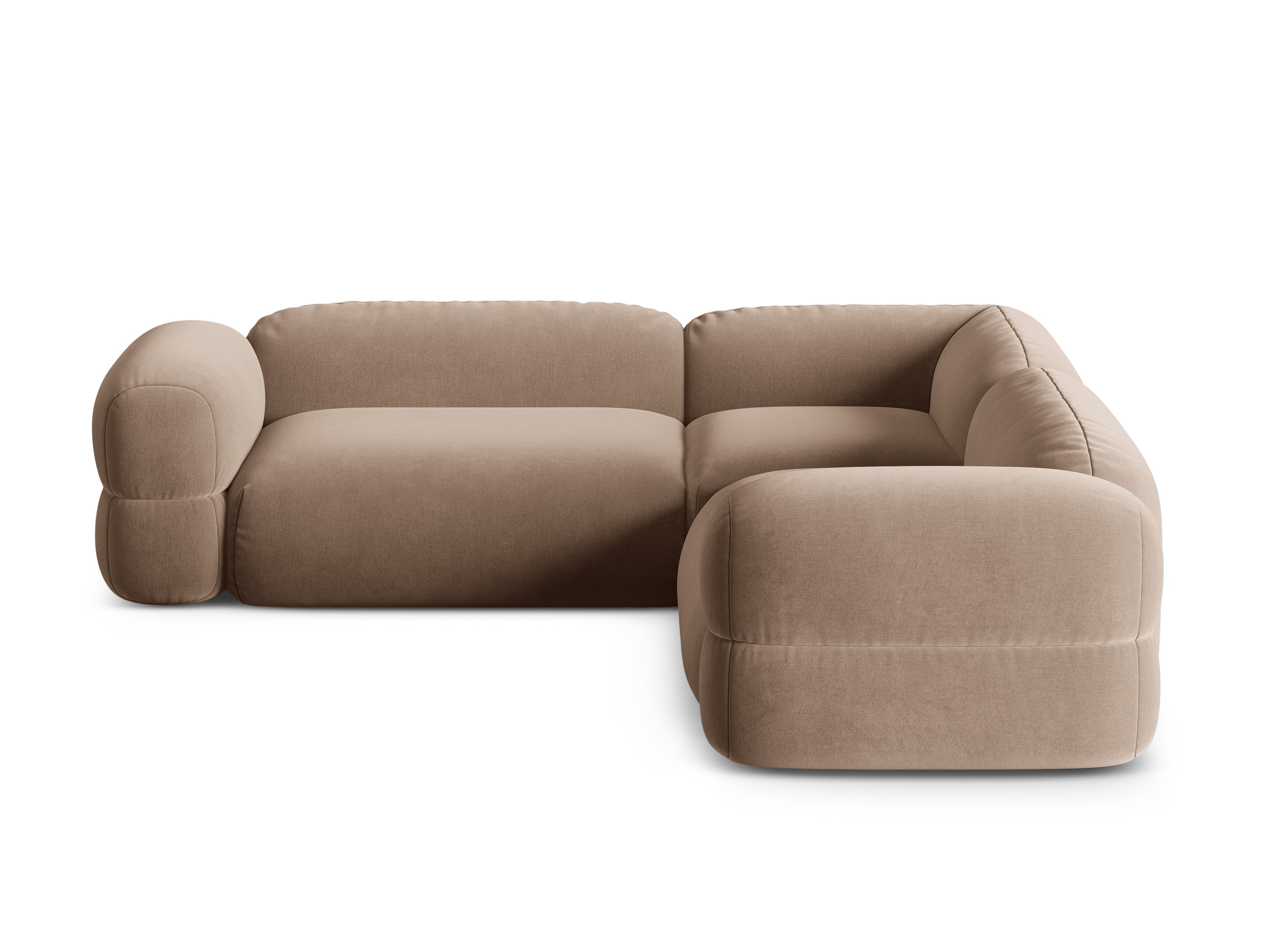 Symetrický rohový gauč z aksamitného materiálu ROGER tmavobežový