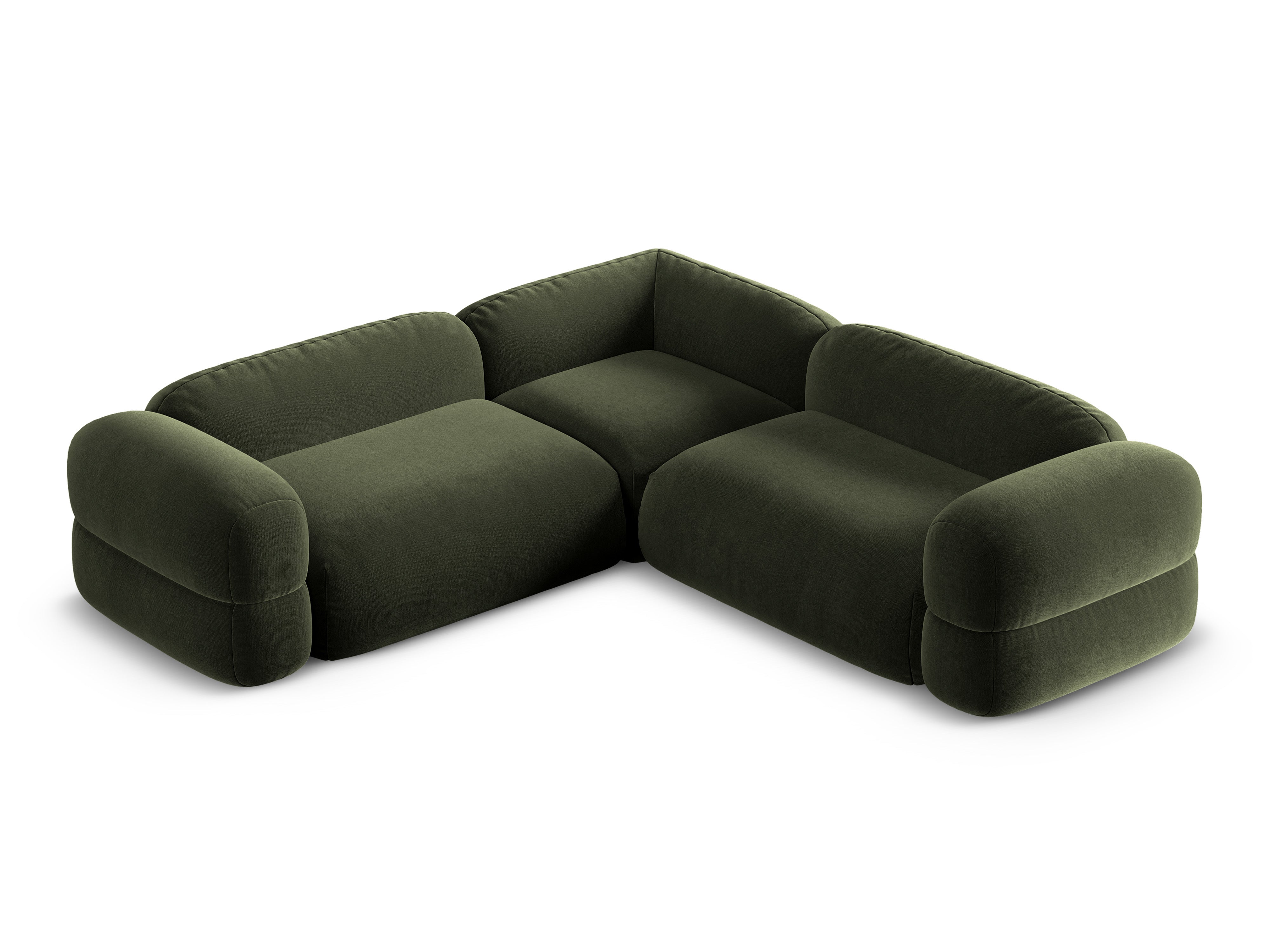 Symetrický rohový gauč z aksamitnej látky ROGER olivový