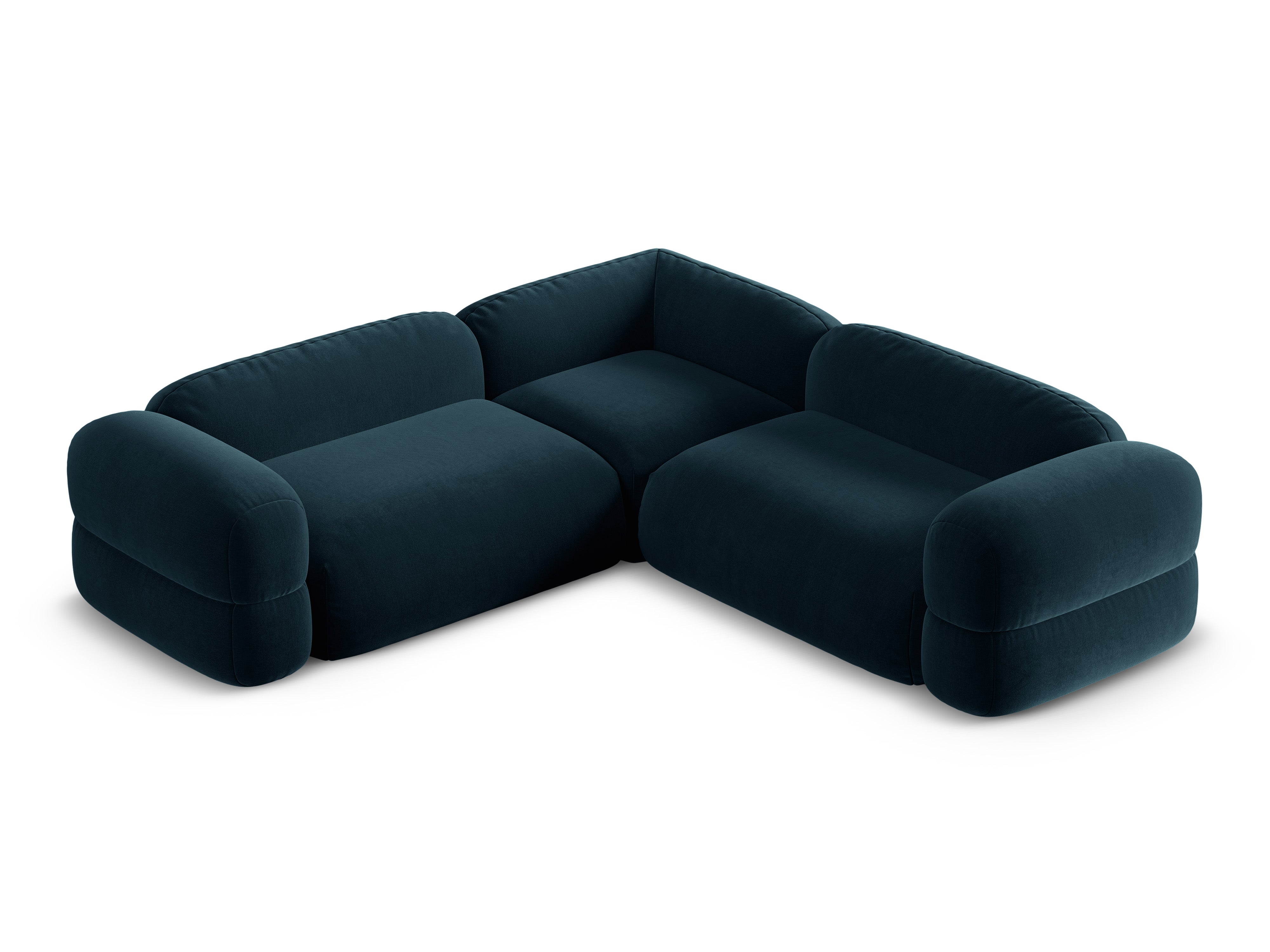 Symmetrical Velvet Corner Sofa ROGER Petrol Blue