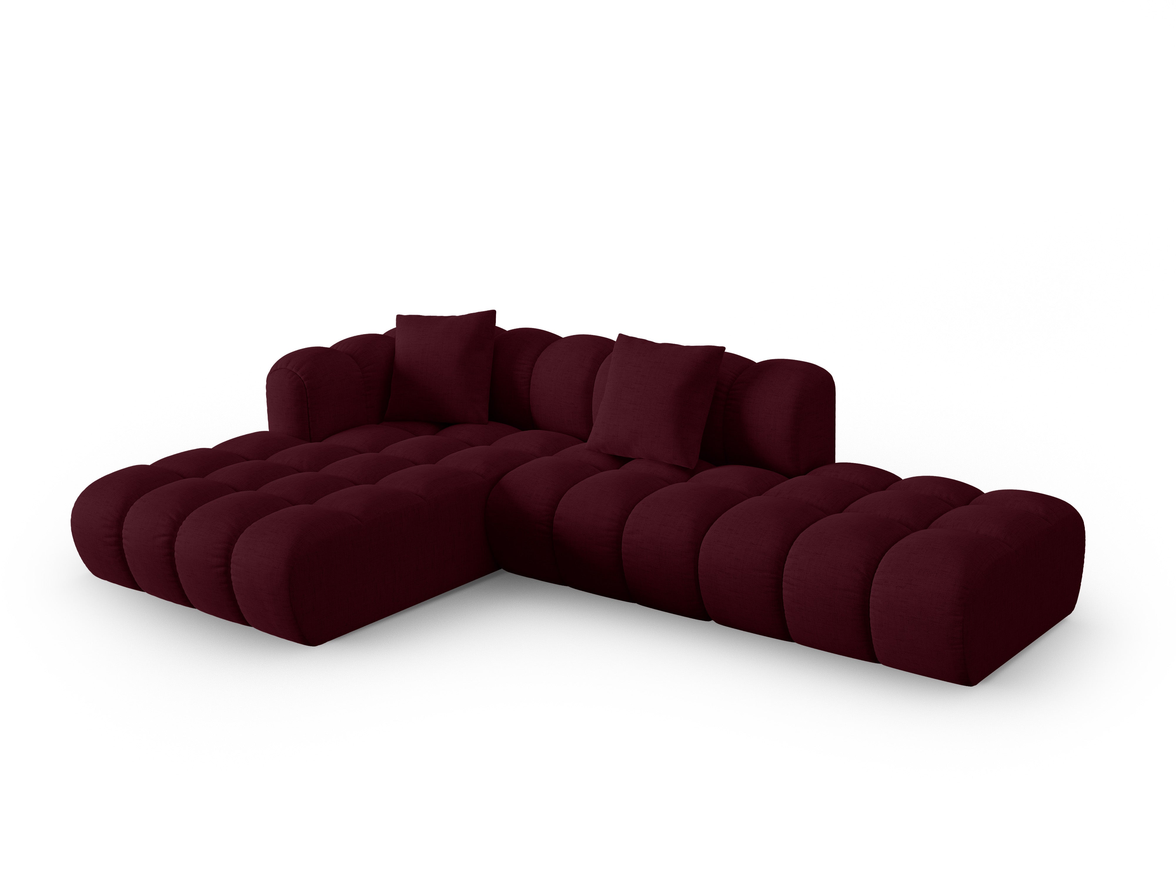 Open left-sided corner sofa ASTRO burgundy chenille