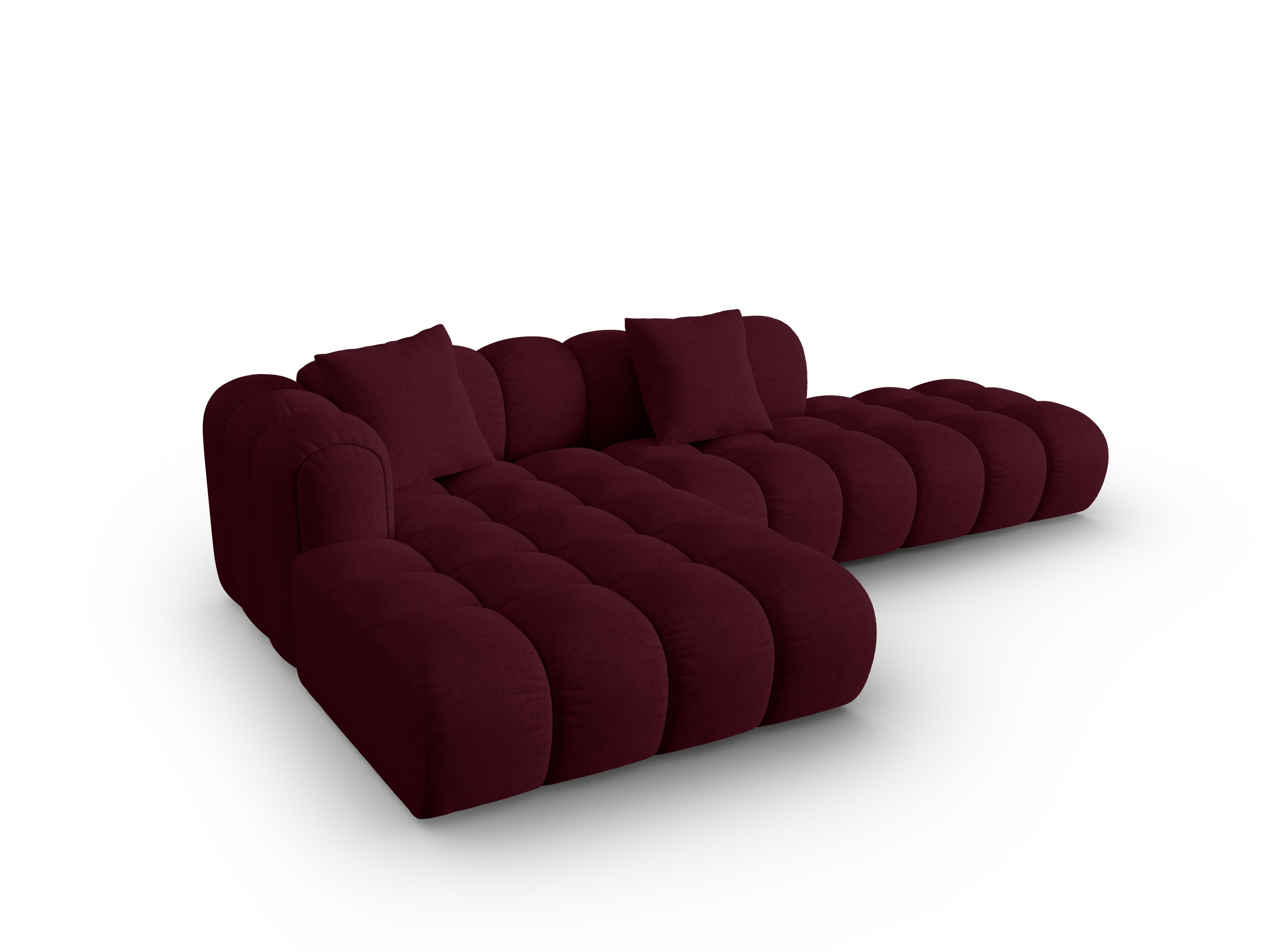 Open left-sided corner sofa ASTRO burgundy chenille