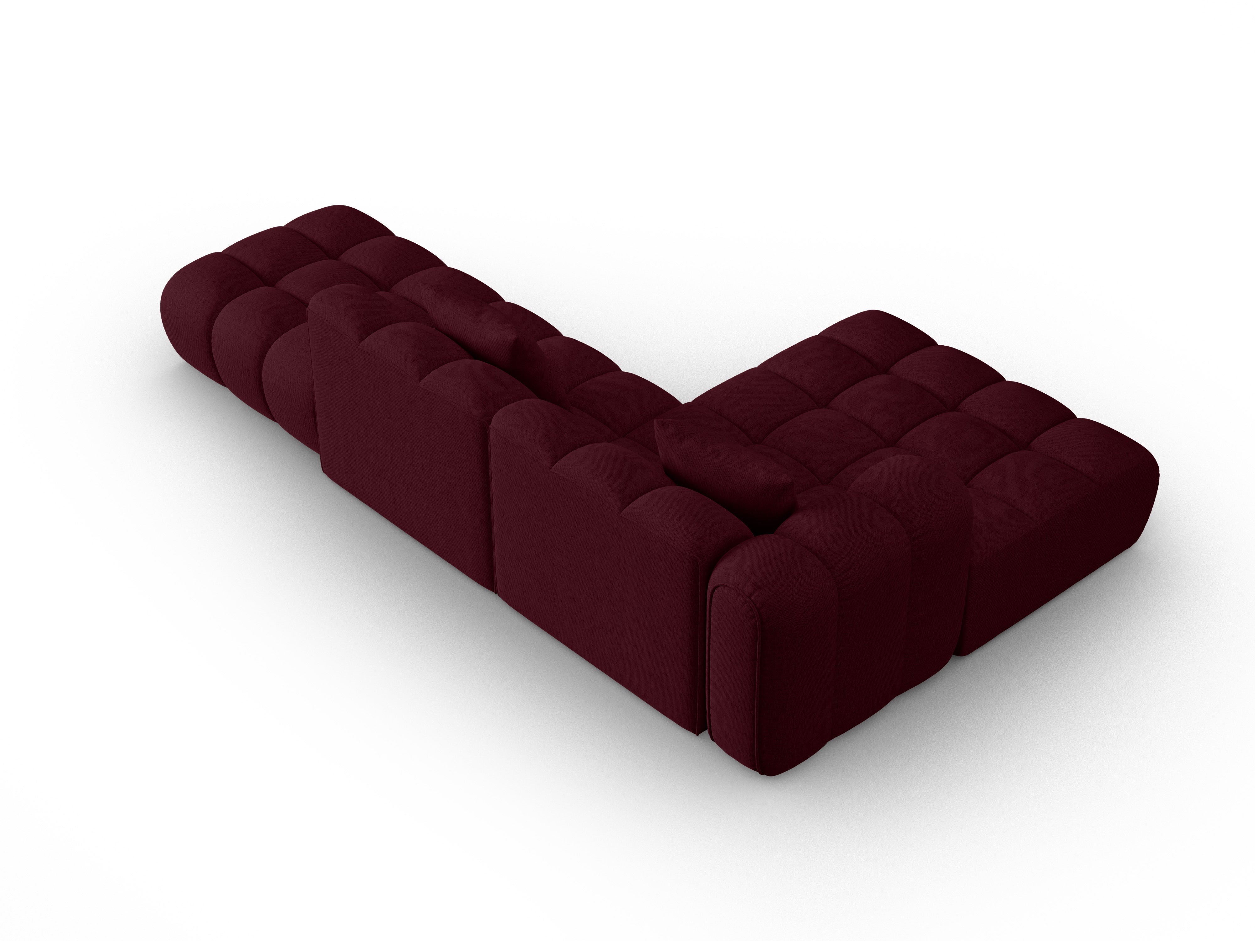 Open left-sided corner sofa ASTRO burgundy chenille