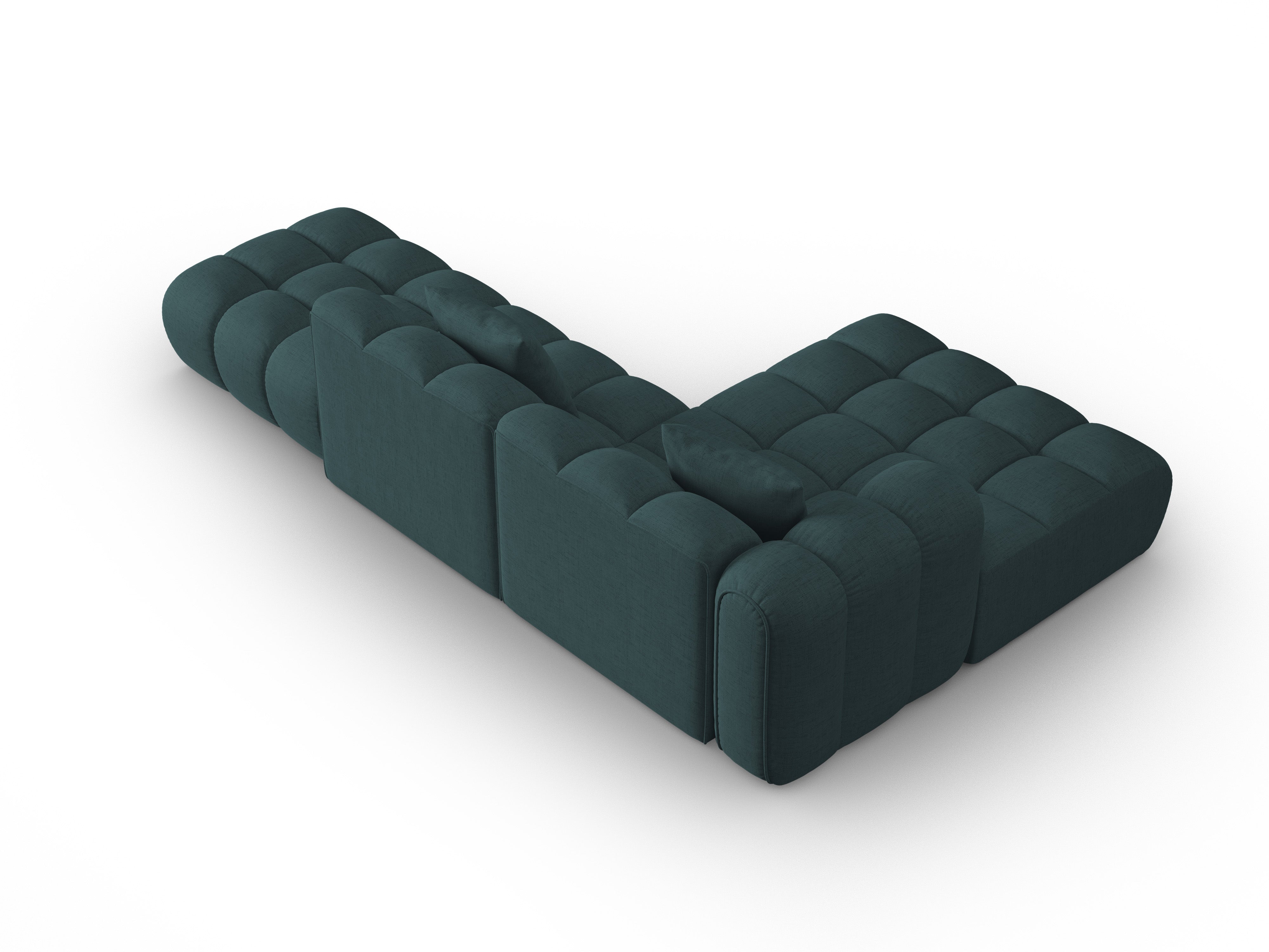 Open left-sided corner sofa ASTRO turquoise chenille