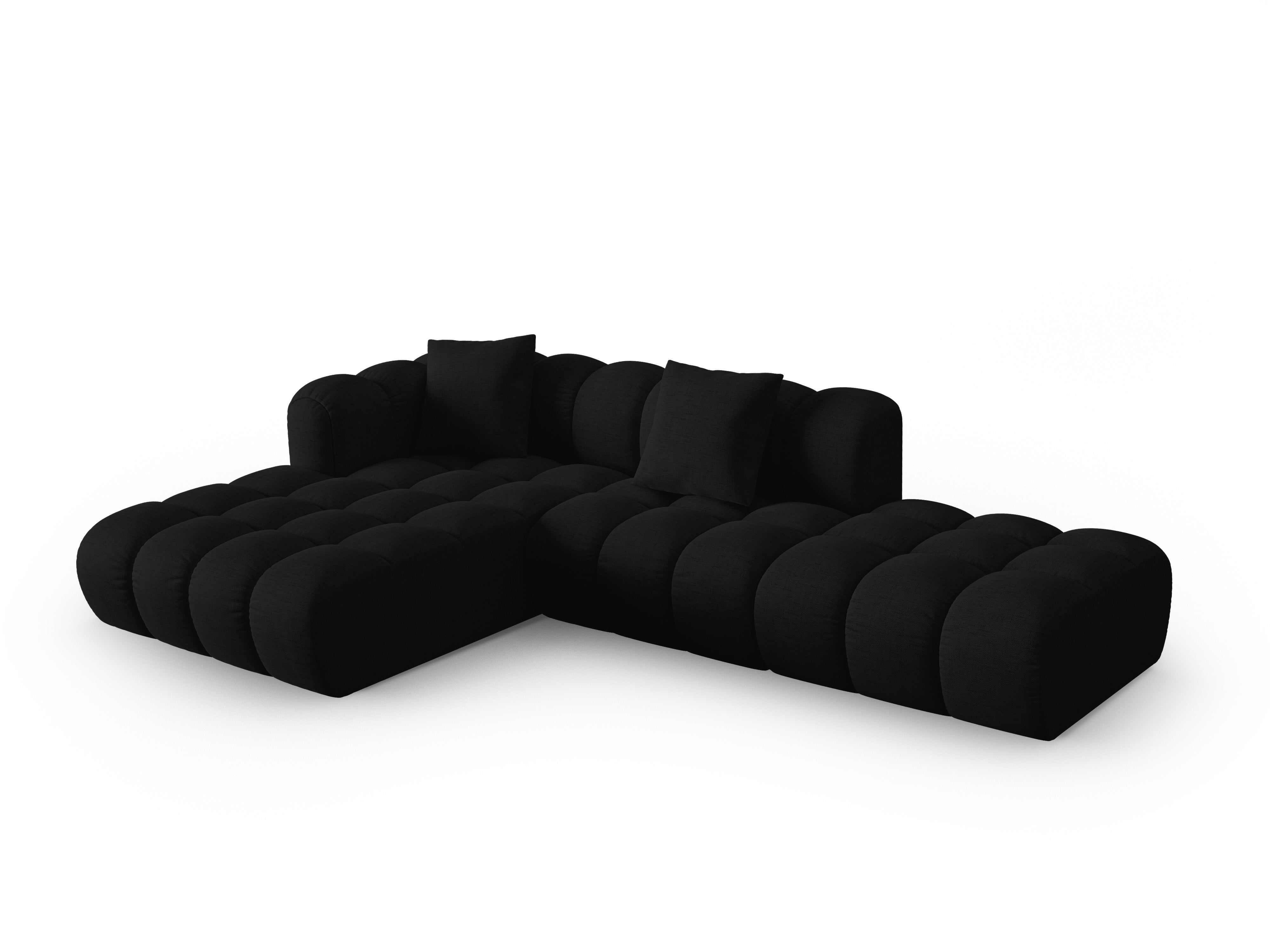 Open left-sided corner sofa ASTRO black chenille