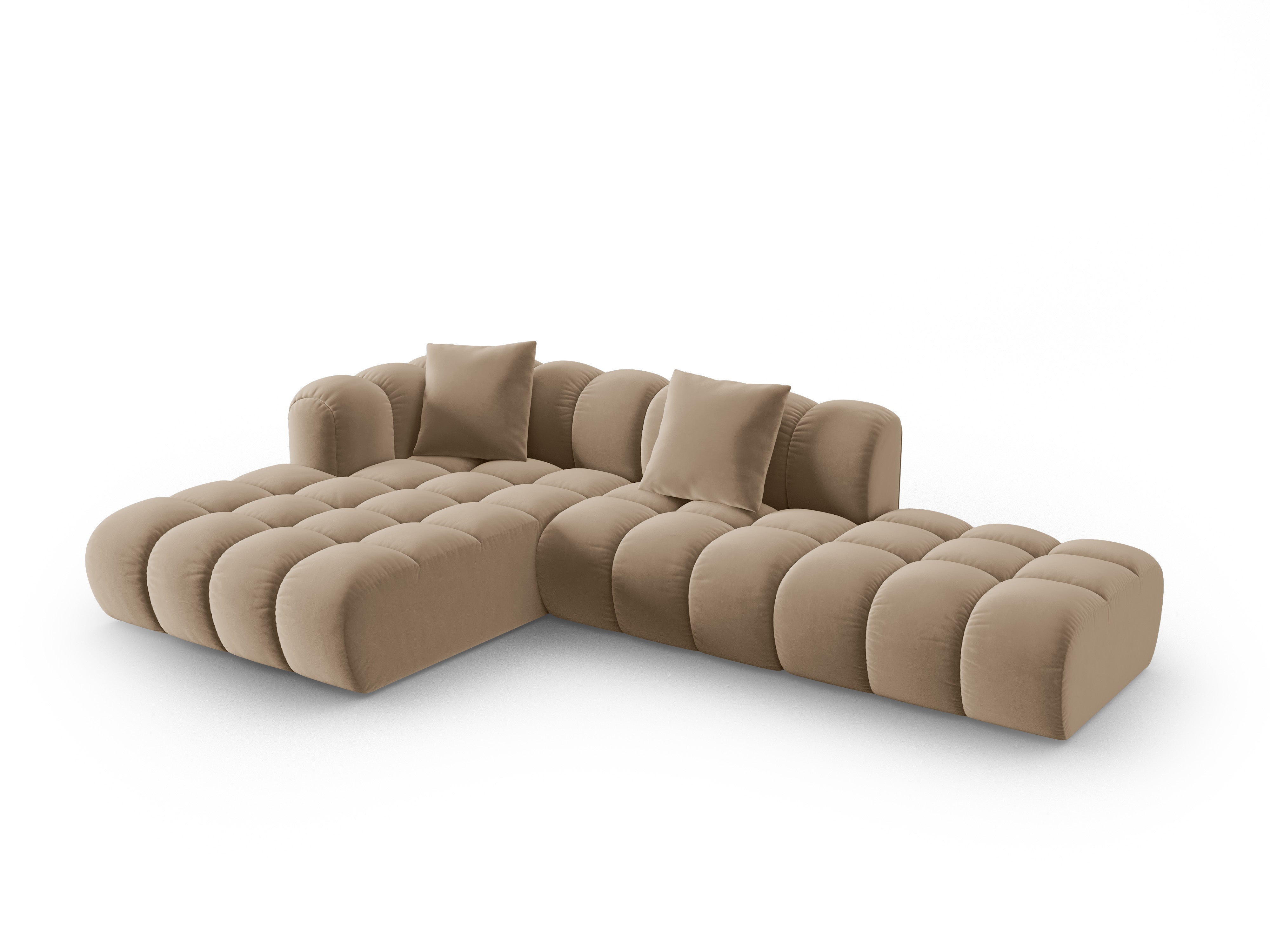 Open left-sided velvet corner sofa ASTRO sand