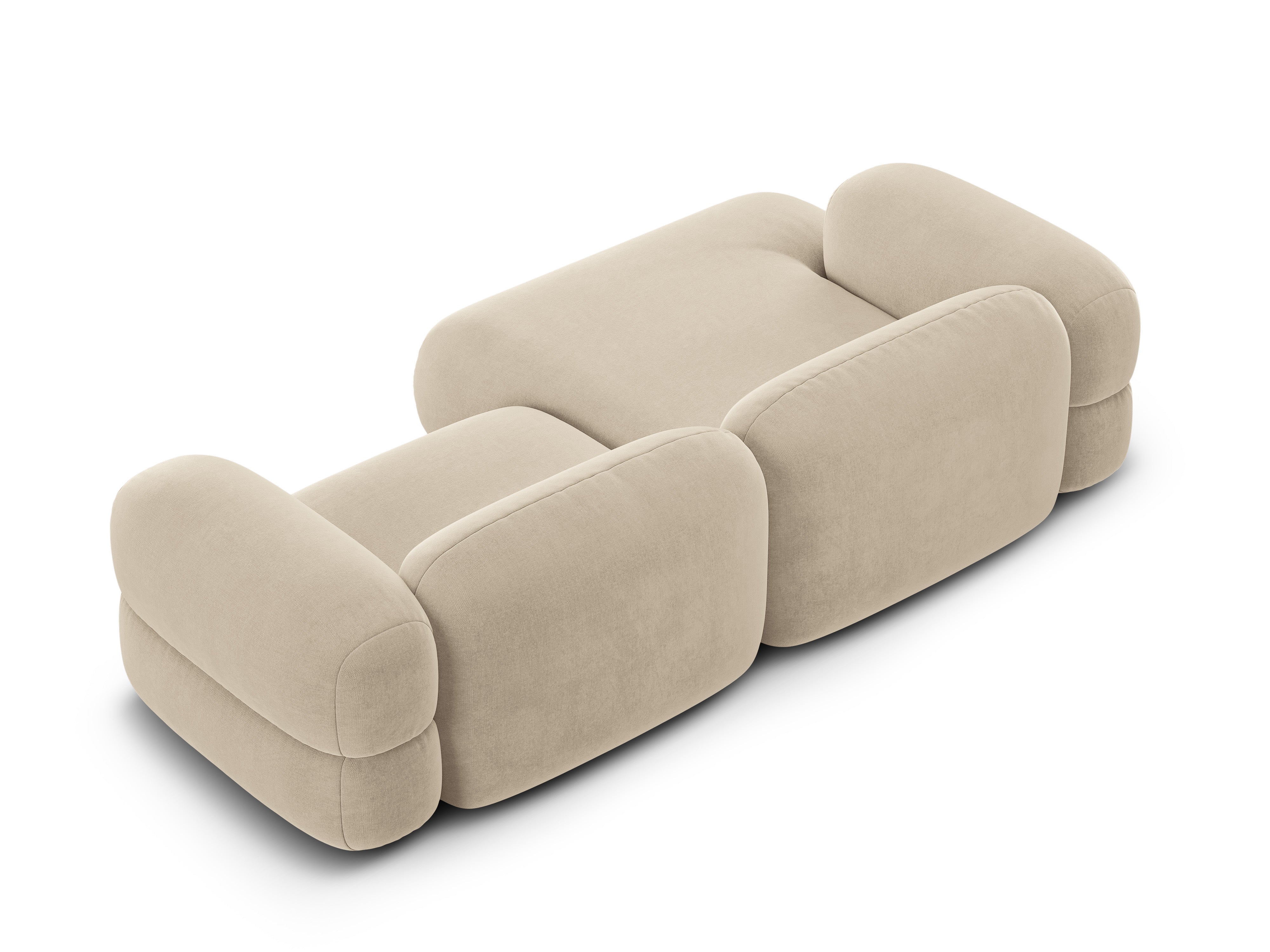 Sofový roh z jemného sametu ROGER svetlo béžový