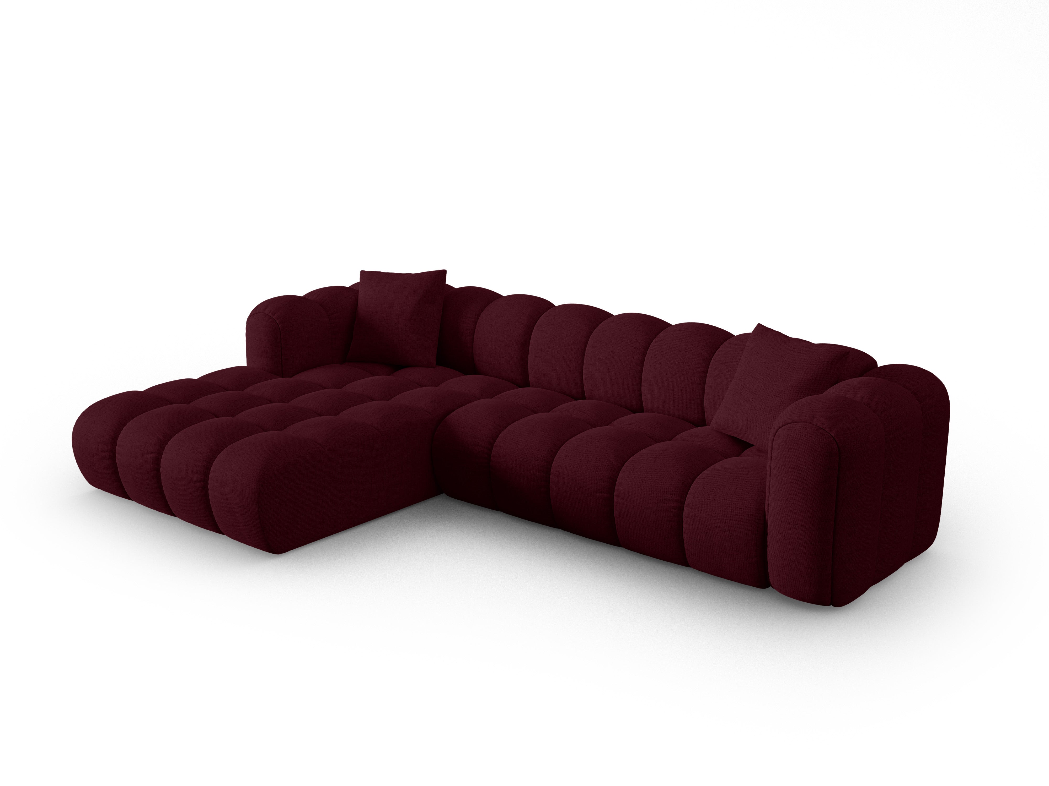 4-seater left-facing corner sofa ASTRO burgundy chenille