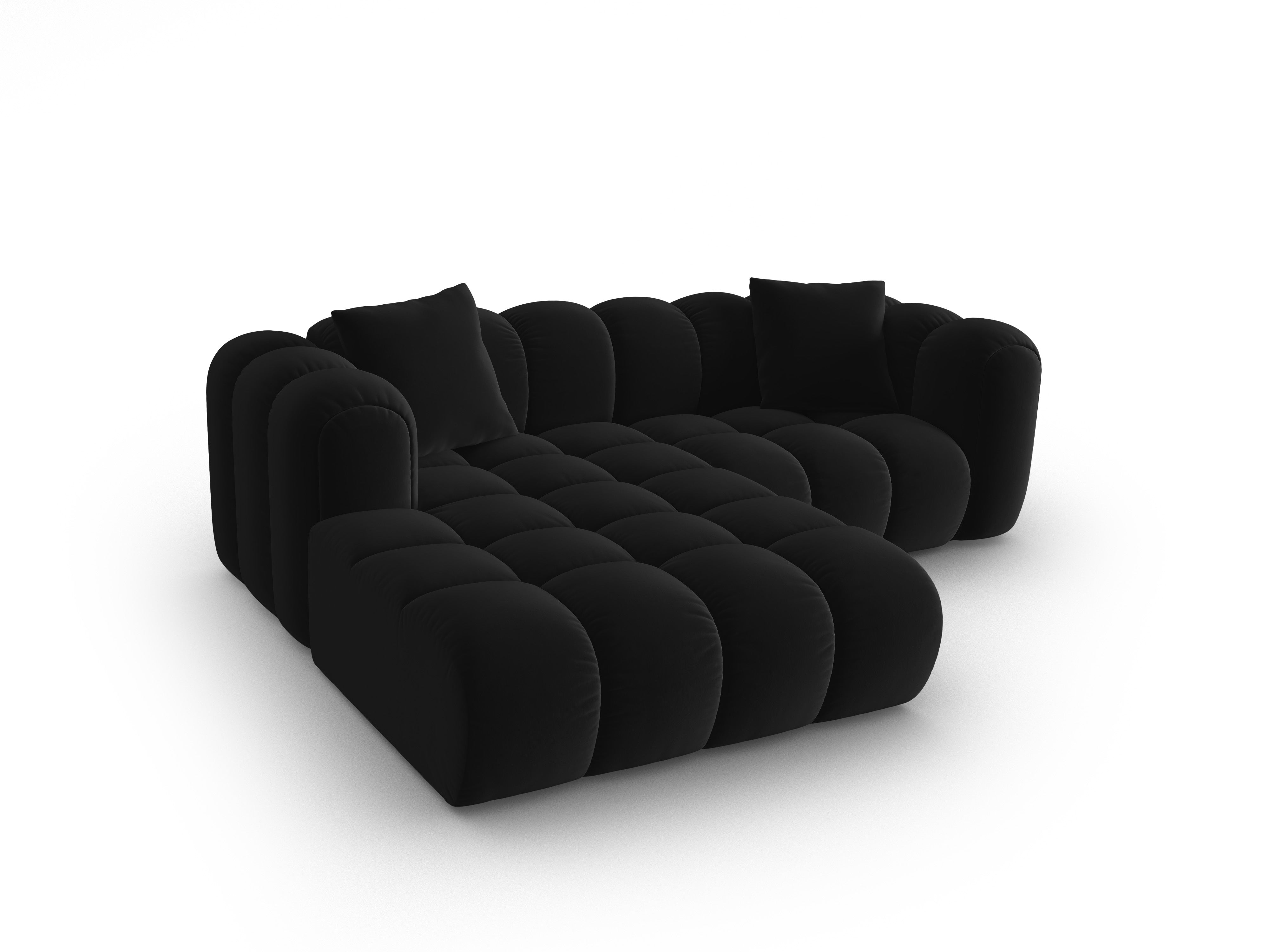 Black left-facing 3-seater velvet corner sofa ASTRO