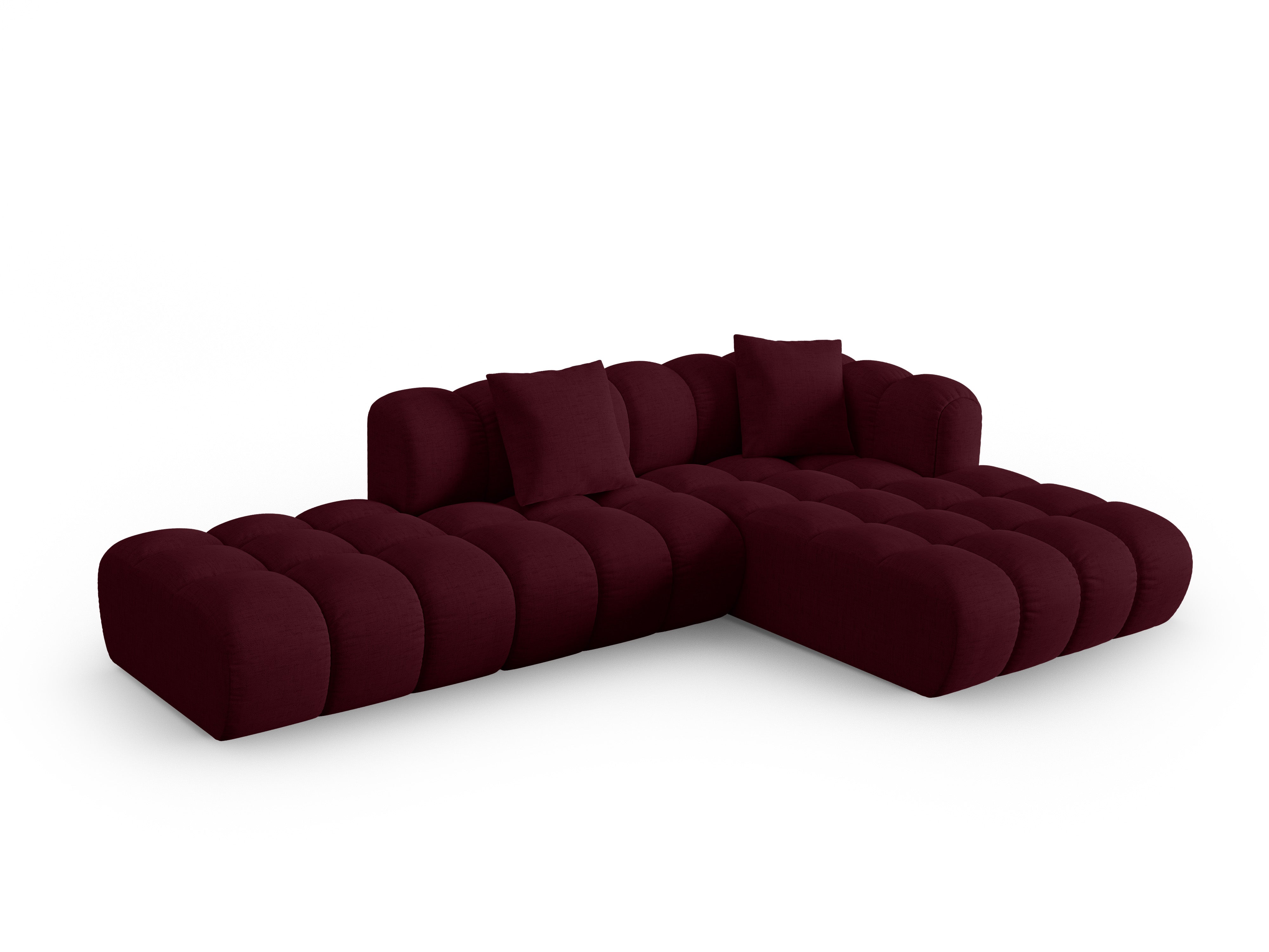 Right-facing open corner sofa ASTRO burgundy chenille