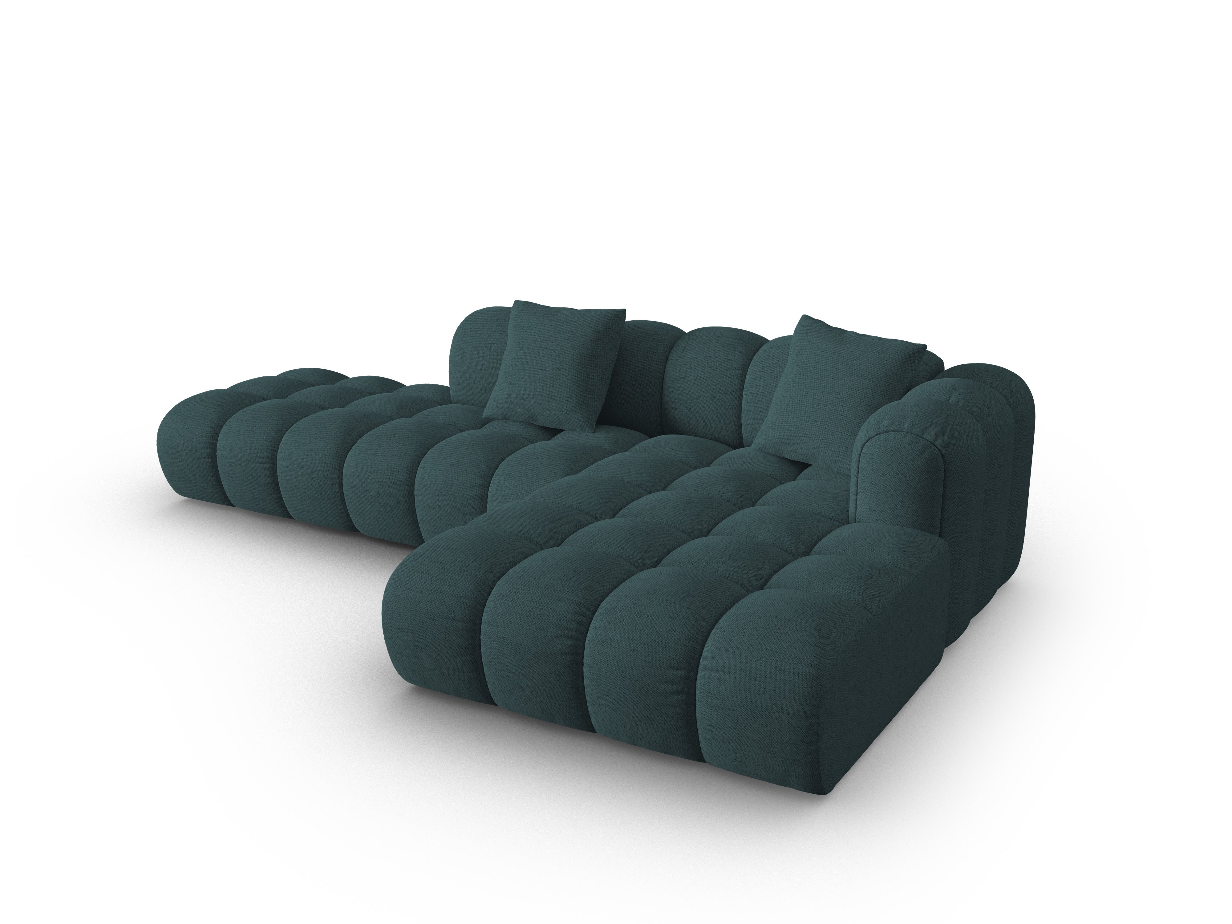 Right-facing open corner sofa ASTRO turquoise chenille