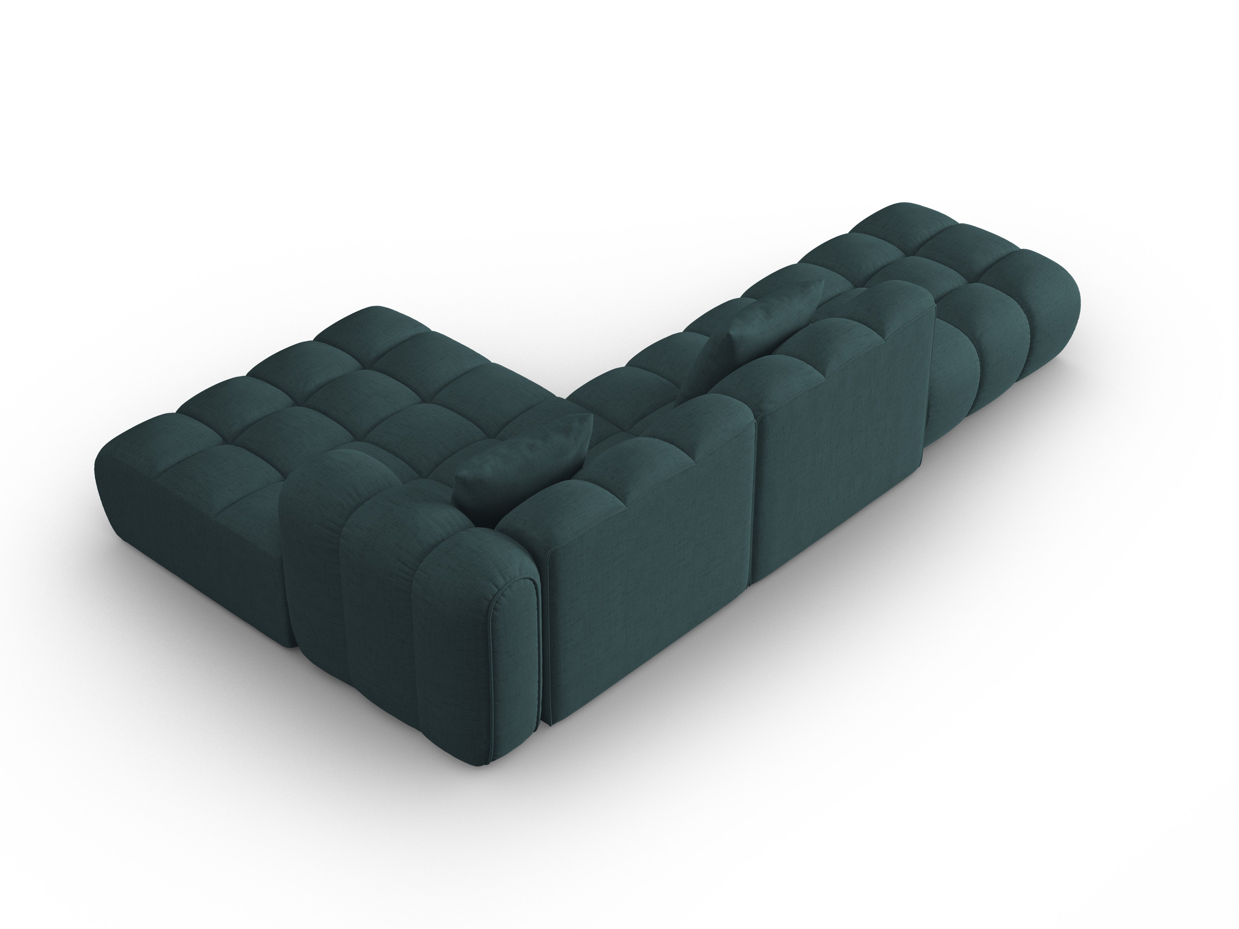 Right-facing open corner sofa ASTRO turquoise chenille
