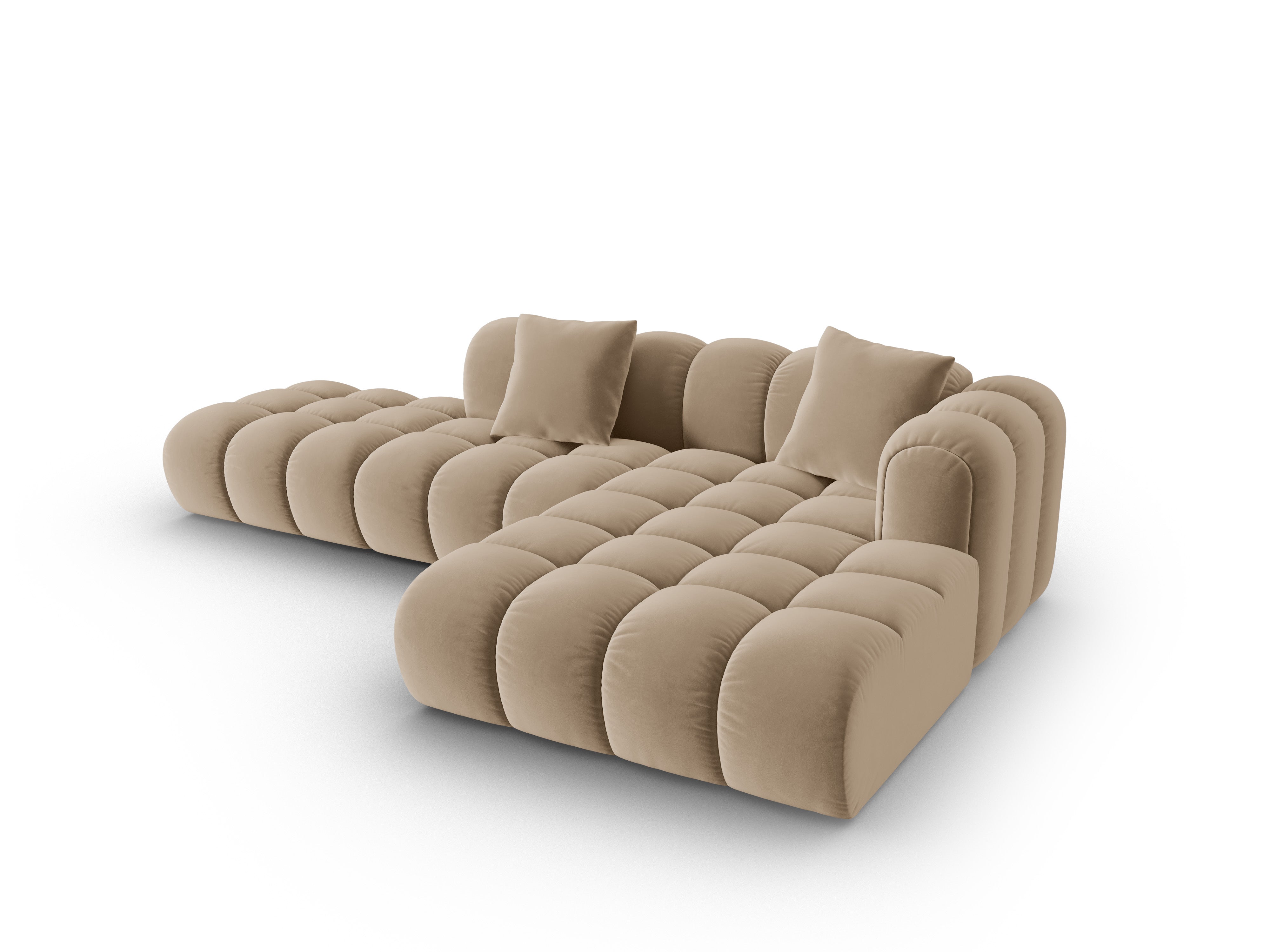 Open right-sided velvet corner sofa ASTRO sand