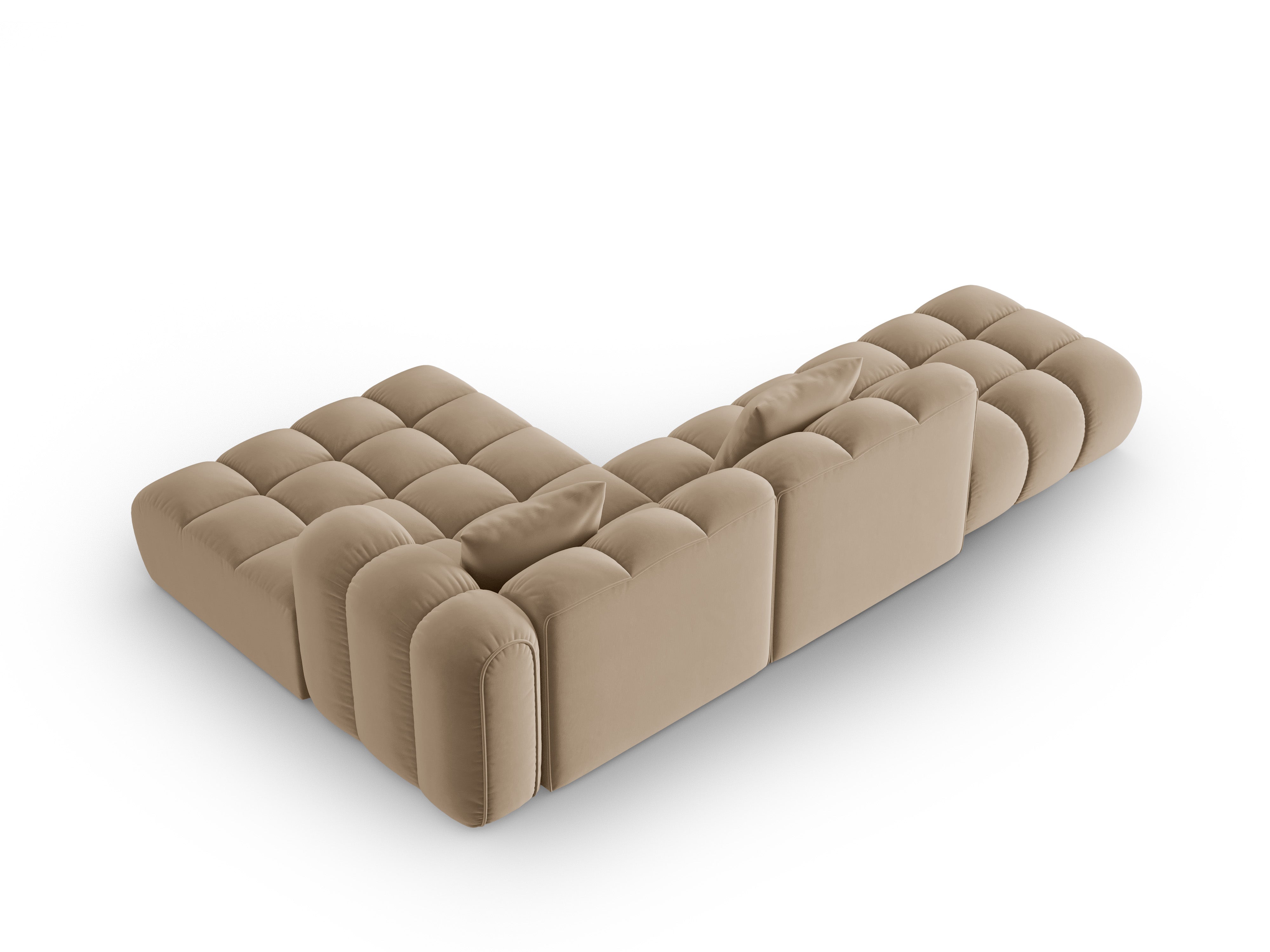 Open right-sided velvet corner sofa ASTRO sand