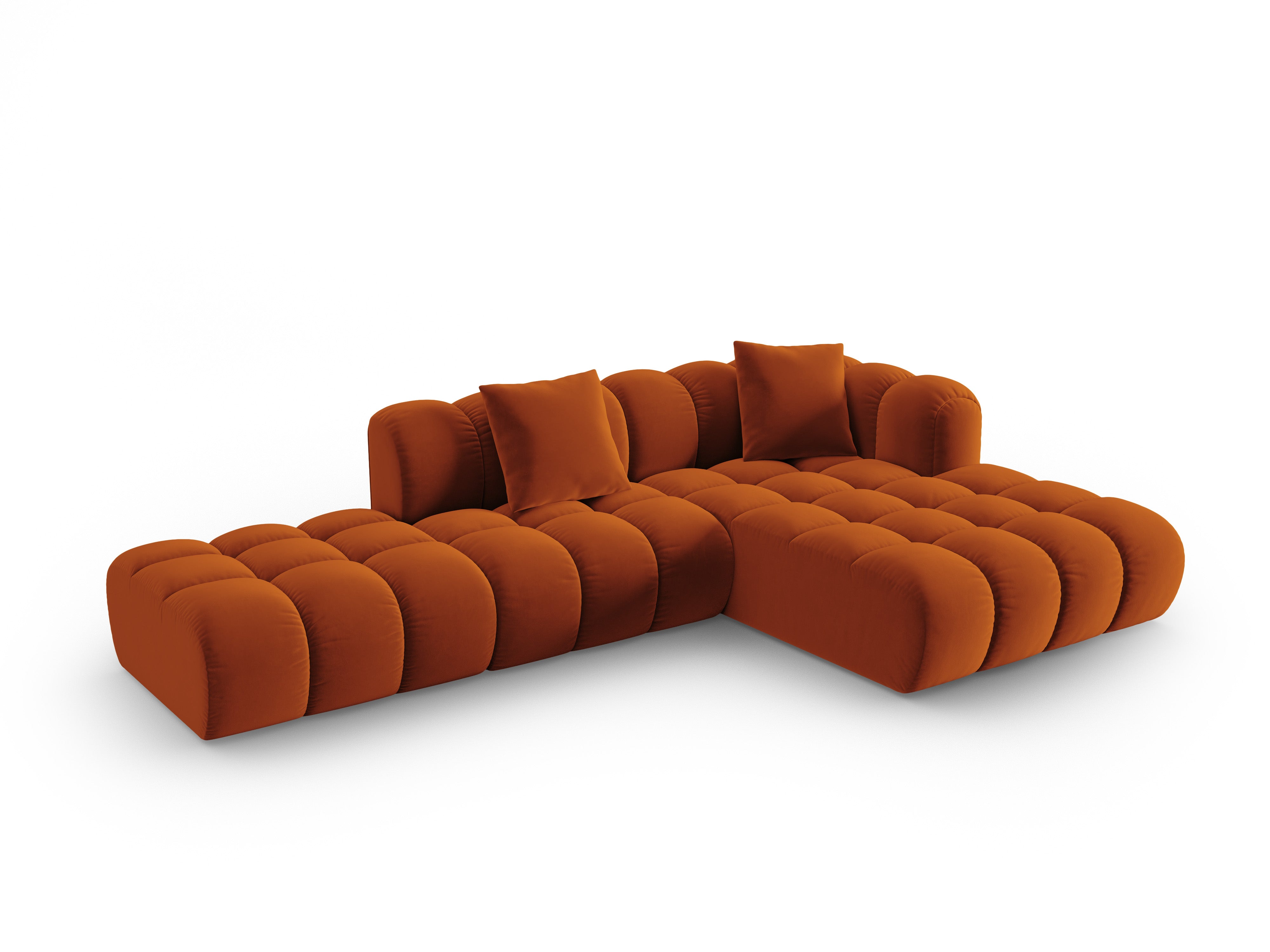 Velvet corner sofa open right side ASTRO rust